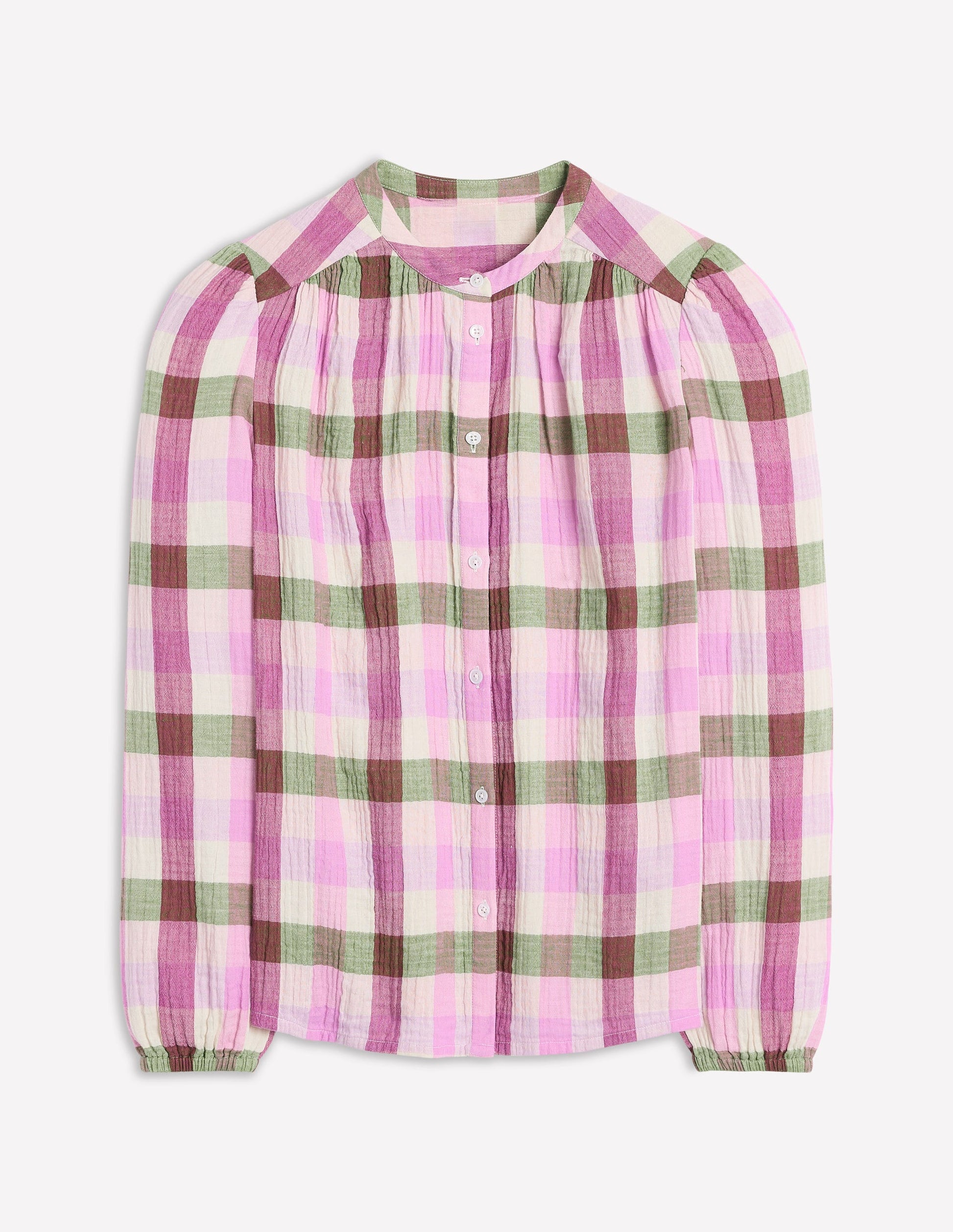 Gingham Double Cloth Top-Pink and Green Gingham-6