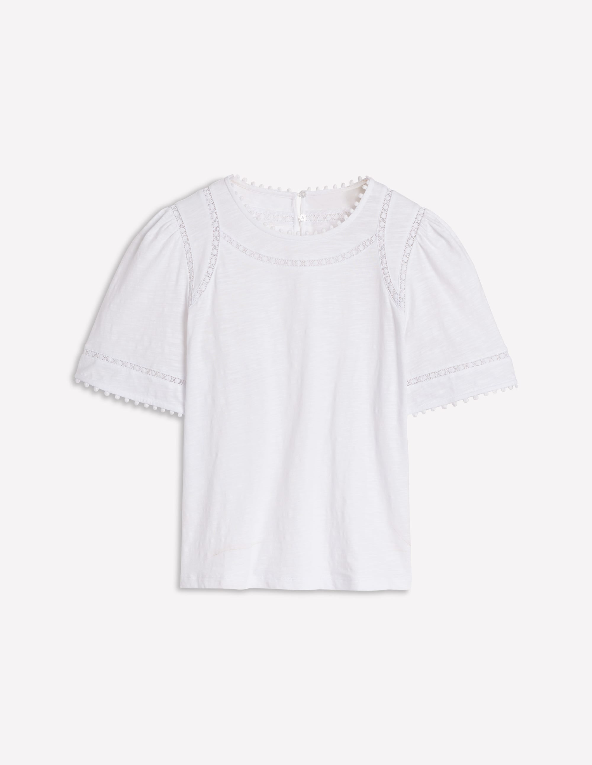 Mila Lace Trim Top-White - Image 5