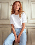 Mila Lace Trim Top-White