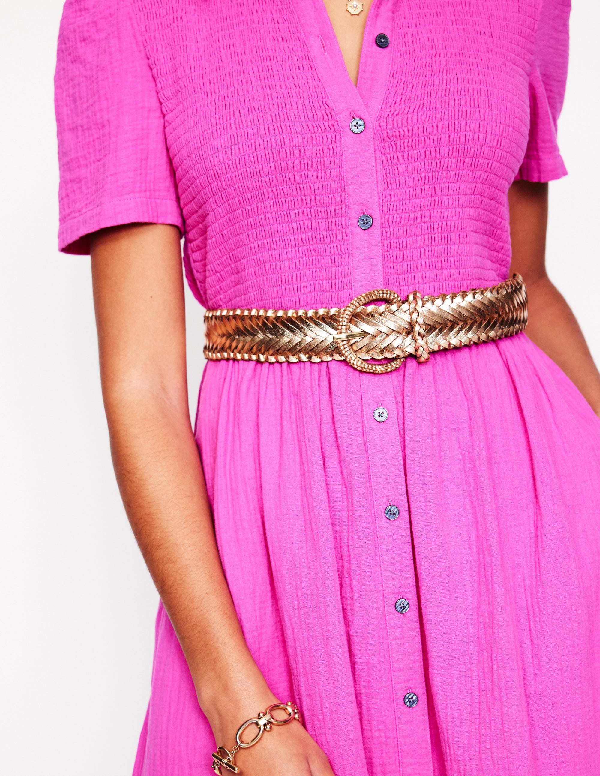 Woven Leather Belt-Gold - Image 1