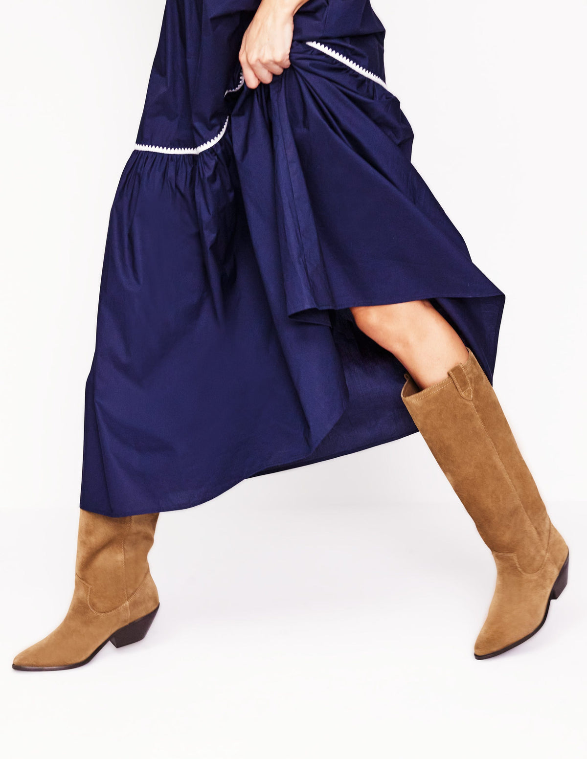 Western Knee High Boots-Rusty Tan Suede - Image 2