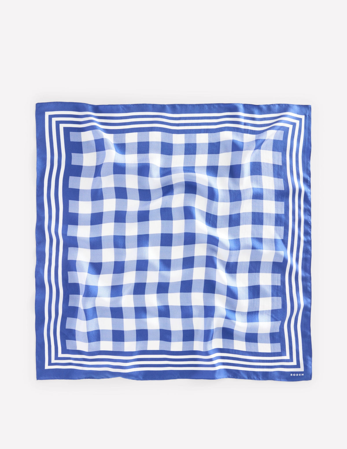 Elisabeth Silk Square Scarf-Bright Blue, Gingham - Image 4