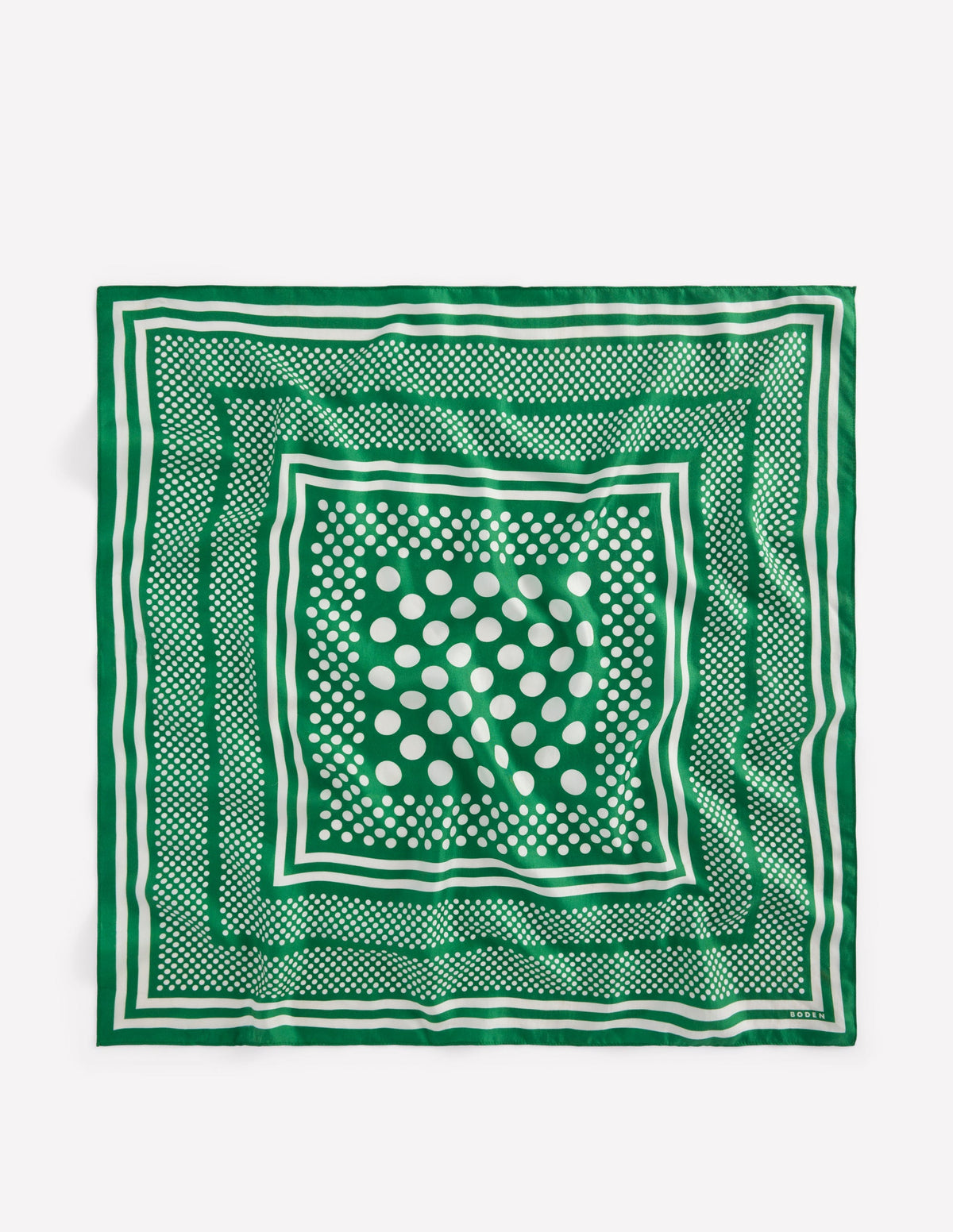 Elisabeth Silk Square Scarf-Rich Emerald, Border Spot - Image 5