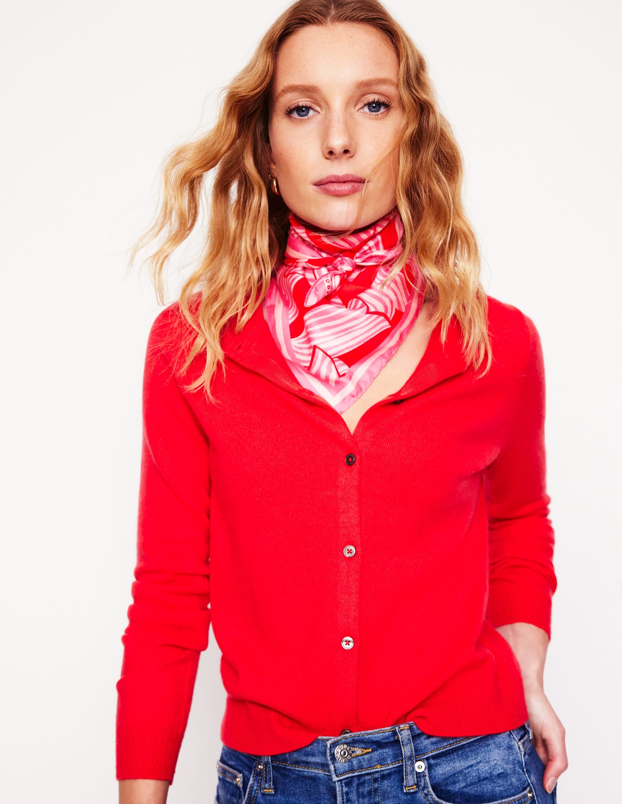 Elisabeth Silk Square Scarf-Conversational Bow Scatter - Image 2