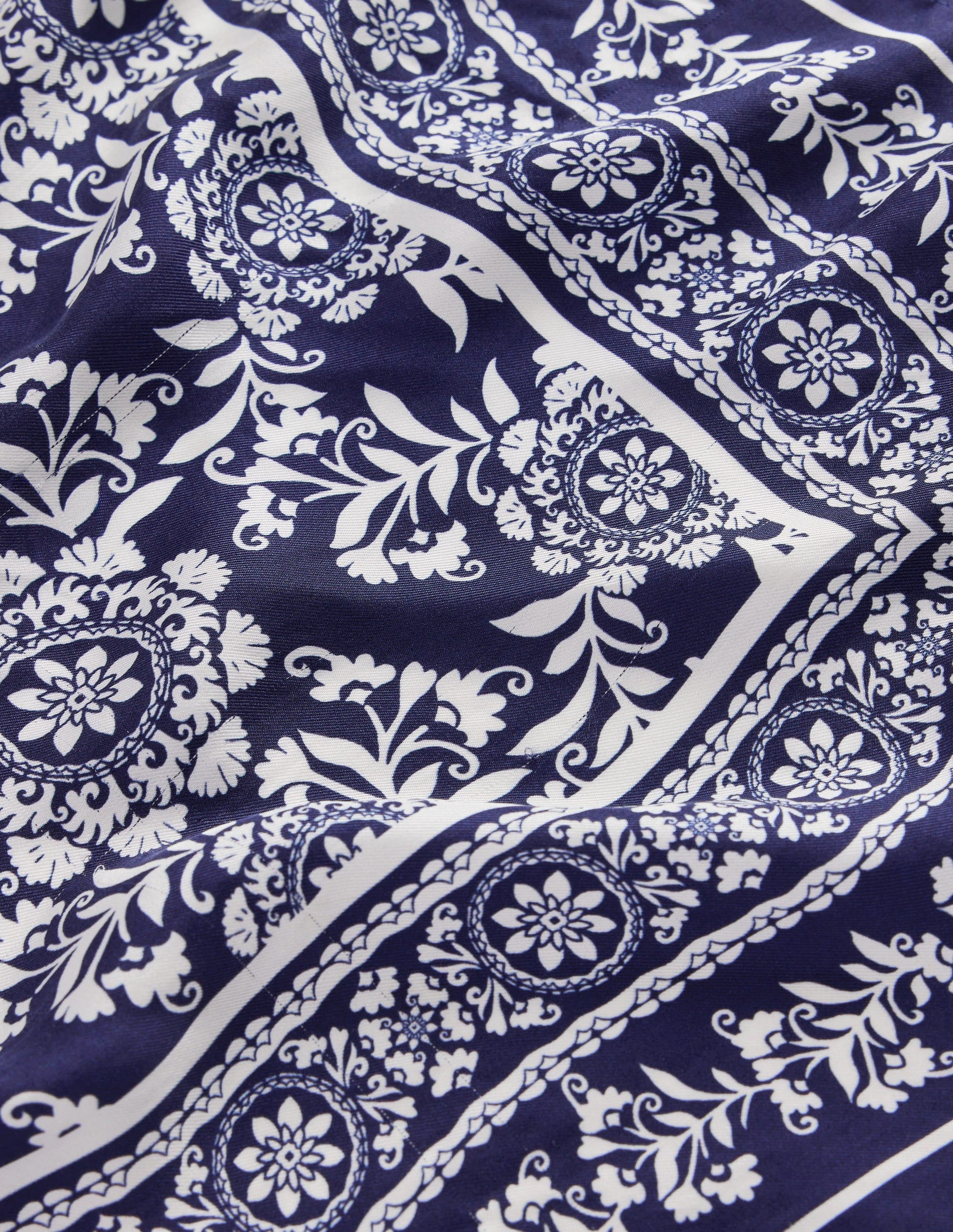Silk Square Scarf-Navy Decorative Blossom-3