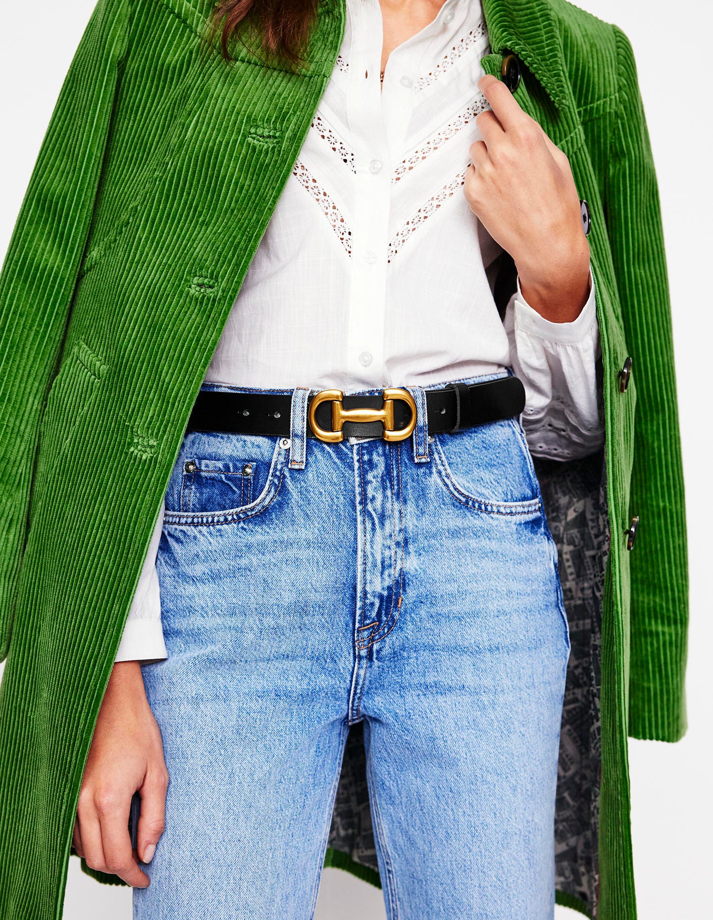 Iris Snaffle-Trim Leather Belt-Black-2