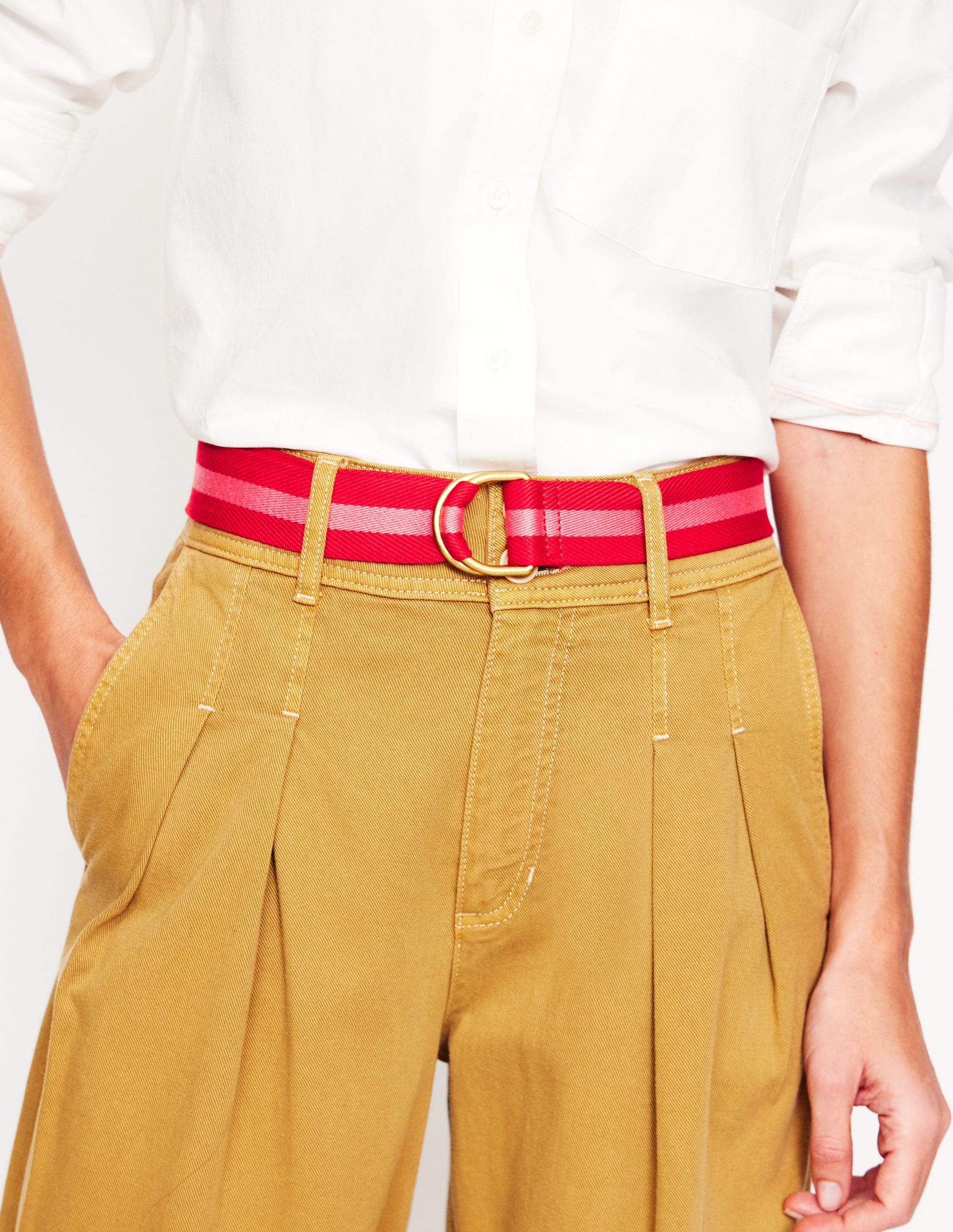 Webbing D-Ring Belt-Red and Pink - Image 2