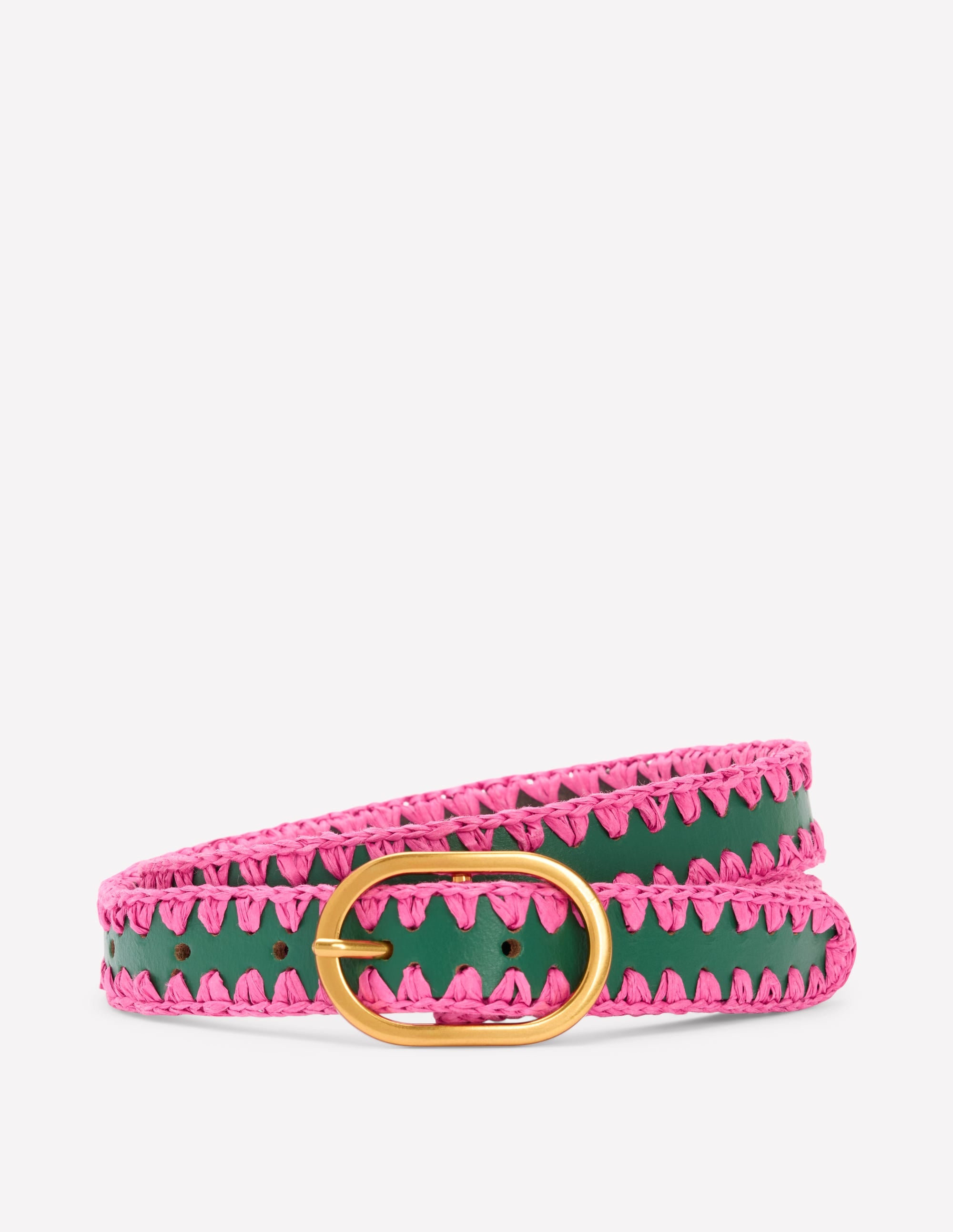 Whipstitch Classic Belt-Green/Sorbet Pink - Image 1