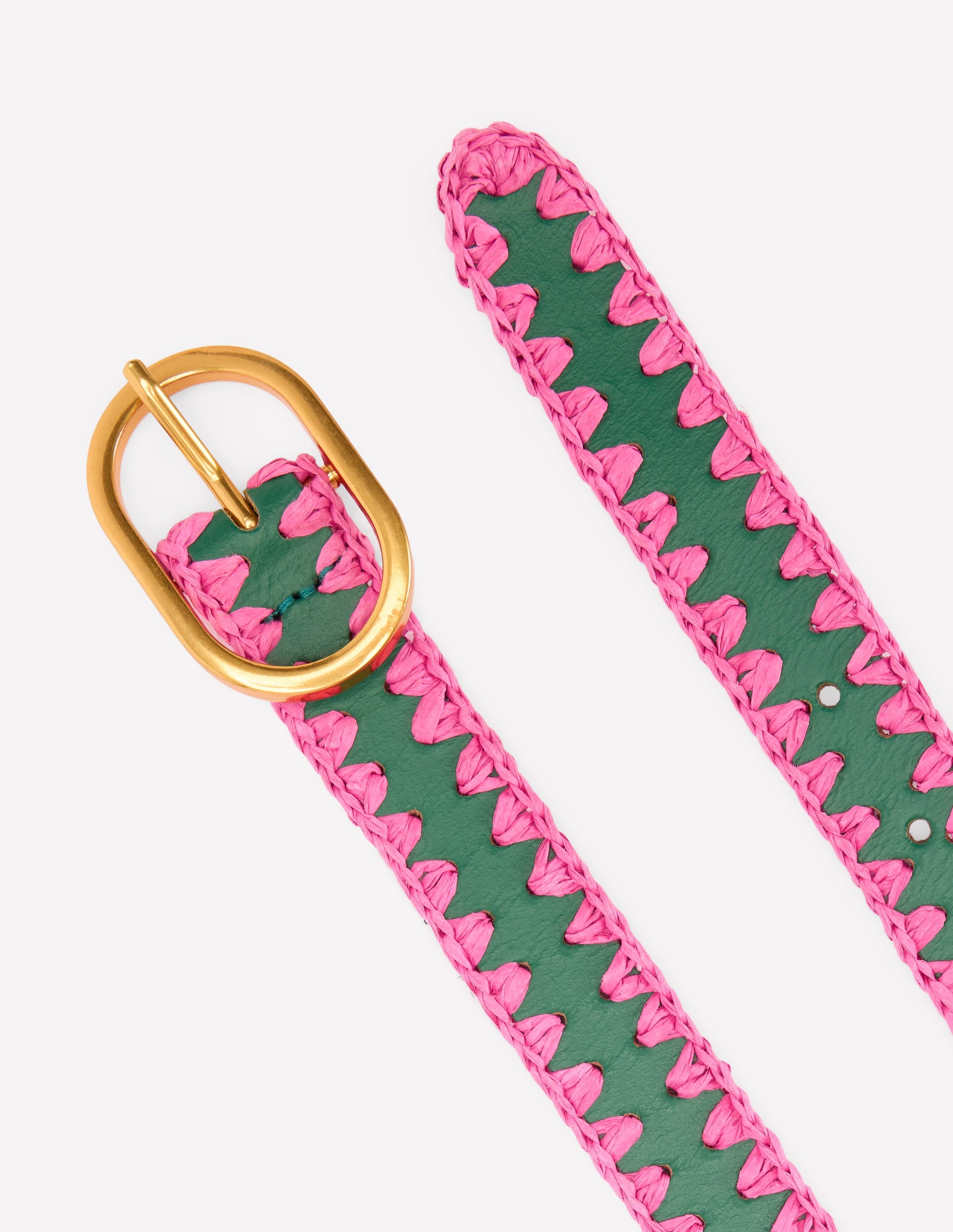 Whipstitch Classic Belt-Green/Sorbet Pink - Image 3