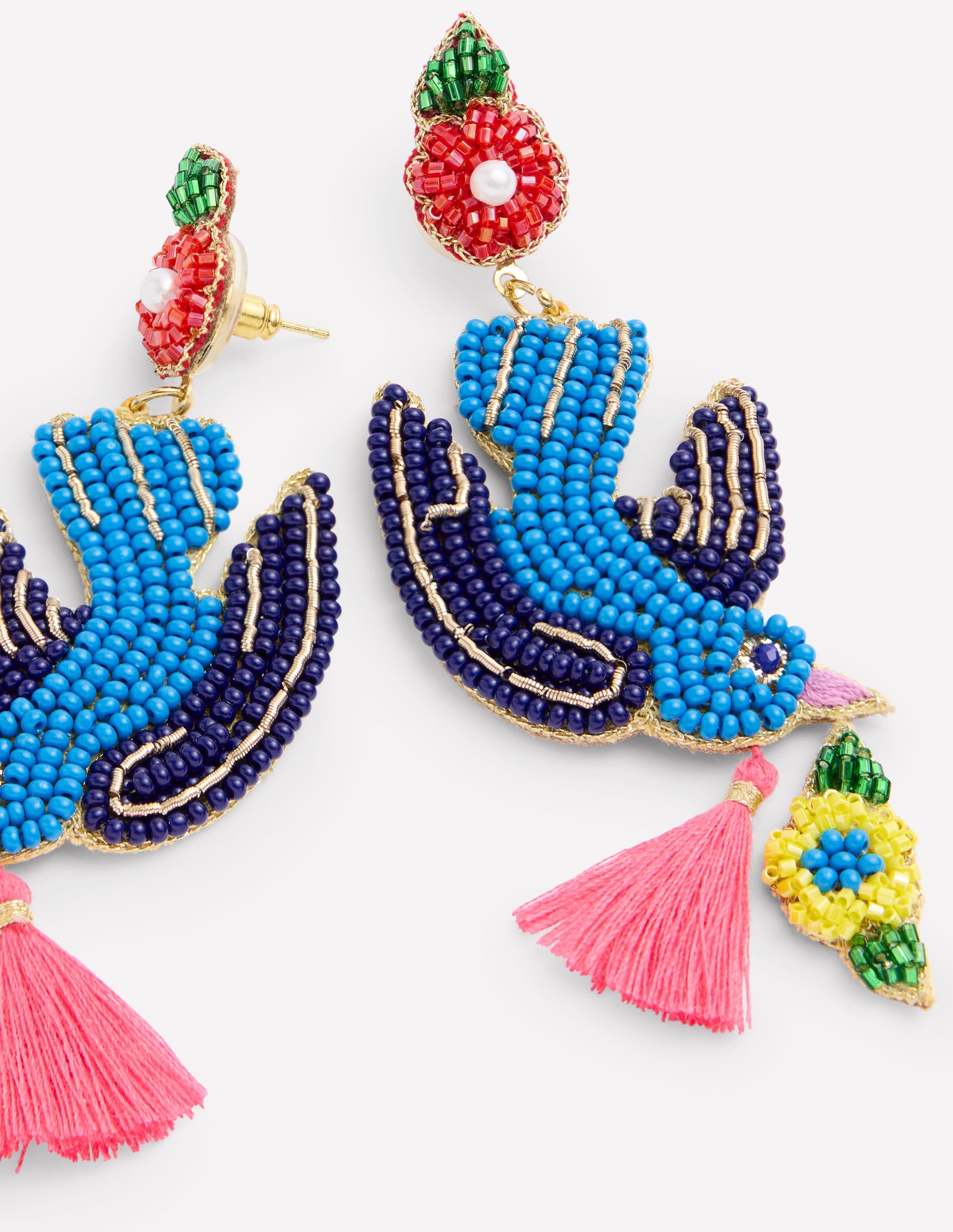 Beady Motif Earrings-Bird - Image 3