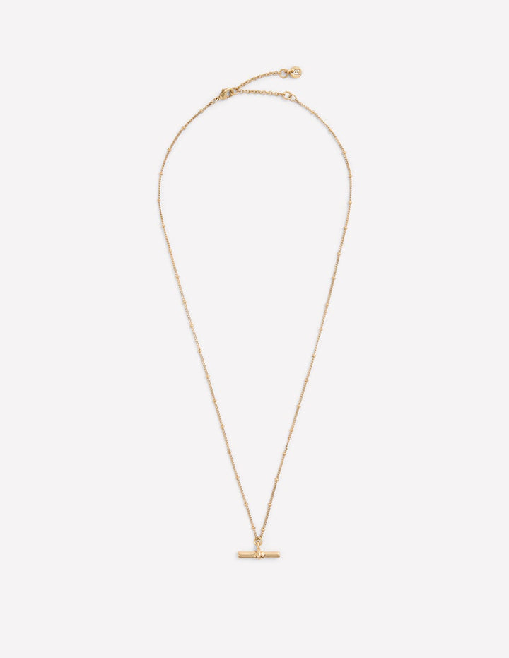 Fine T-bar Pendant Necklace-Gold Colour