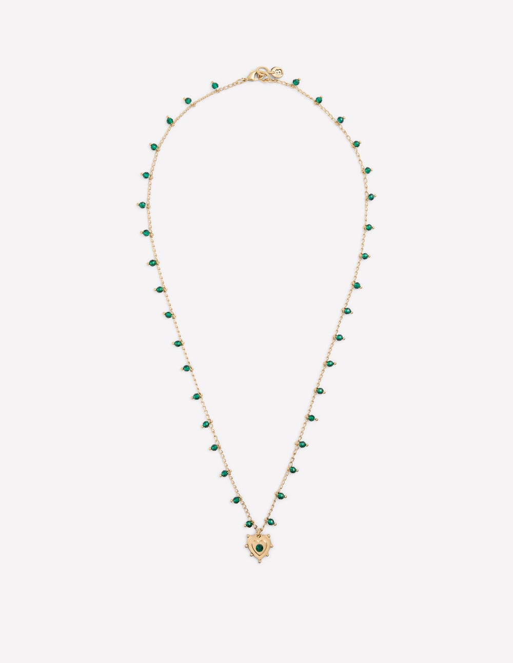 Layering Charm Necklace-Green Heart-1