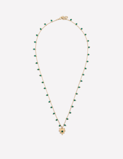 Layering Charm Necklace-Green Heart-1