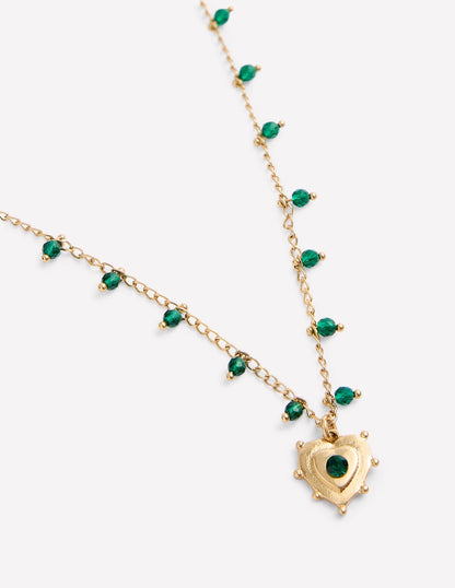 Layering Charm Necklace-Green Heart-4