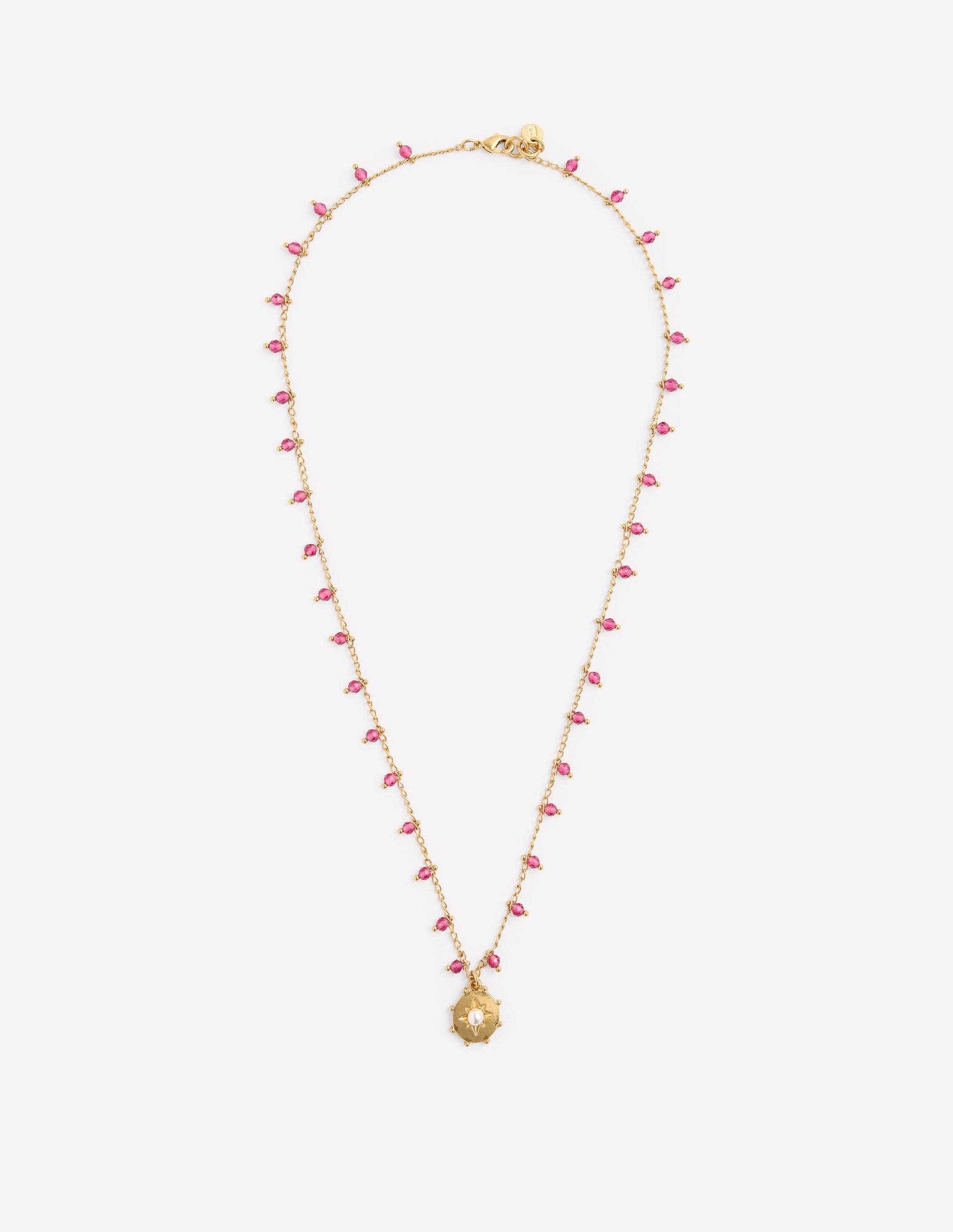 Layering Charm Necklace-Pink-1