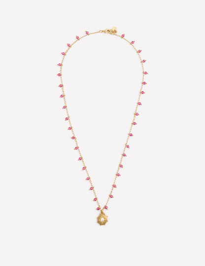 Layering Charm Necklace-Pink-1
