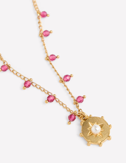 Layering Charm Necklace-Pink-5