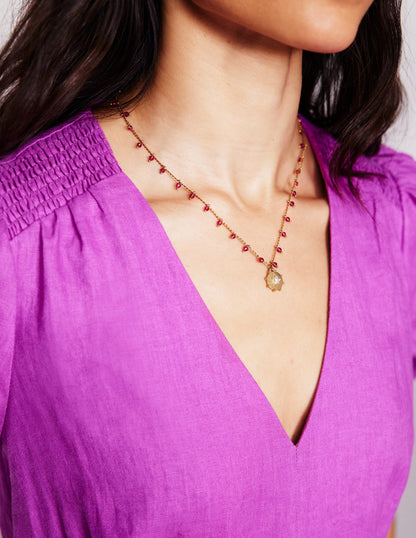 Layering Charm Necklace-Pink-2