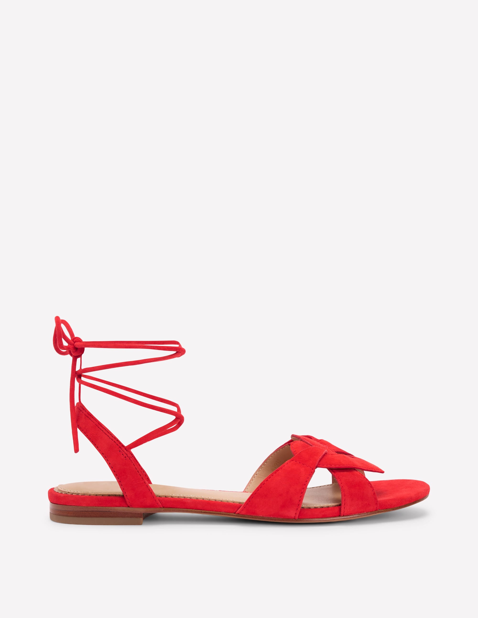 Heart Detail Flat Sandals-Post Box Red - Image 1