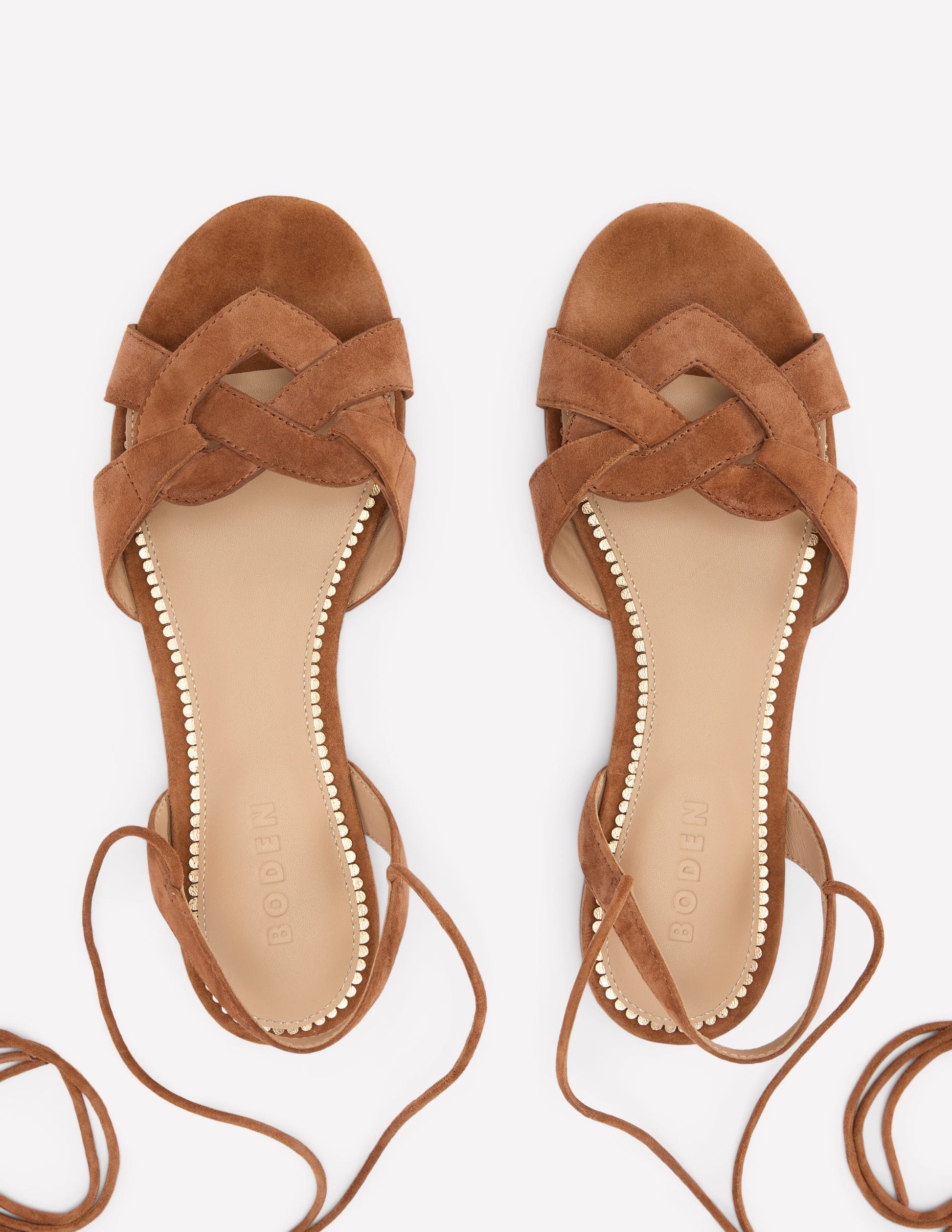 Heart Detail Flat Sandals-Tan-5
