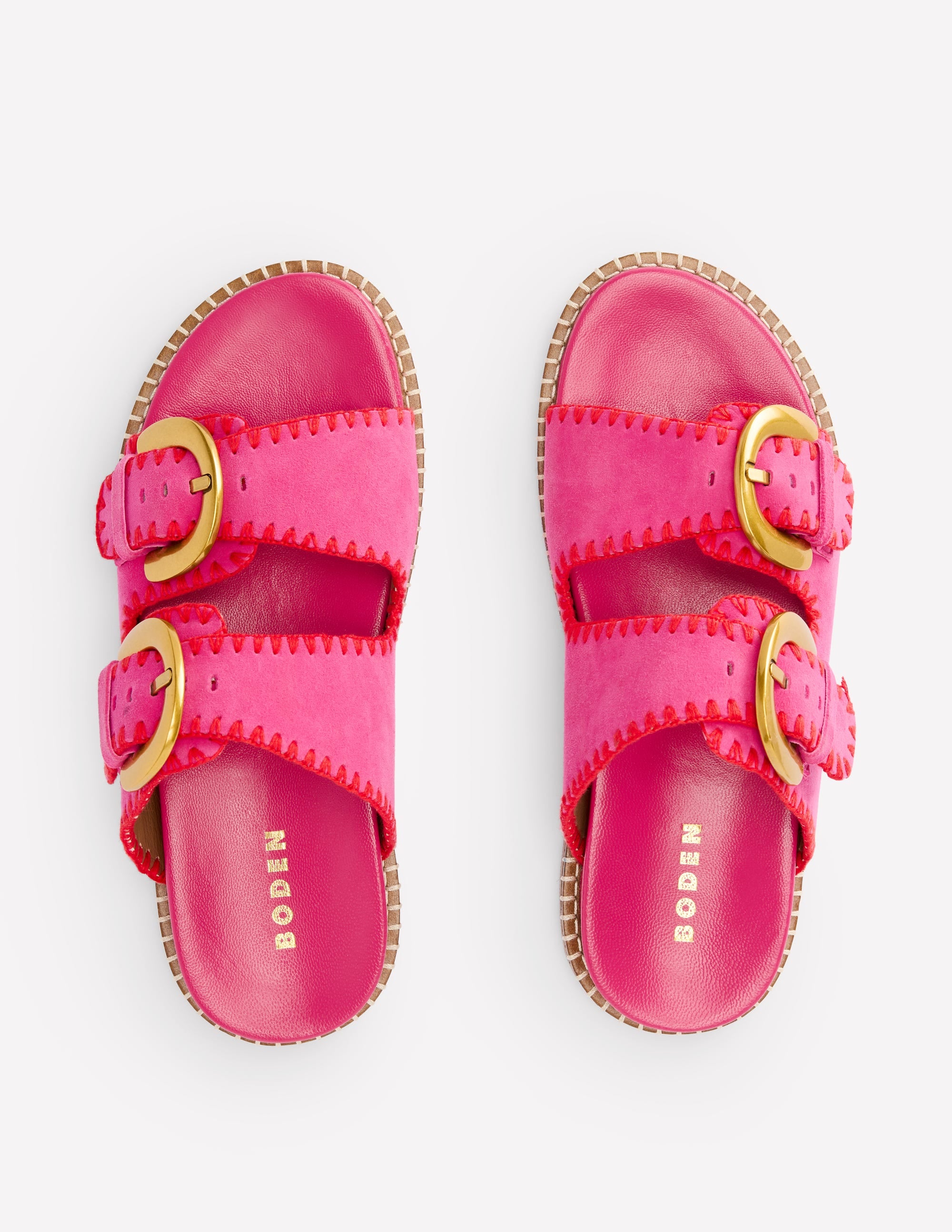 Alberta Footbed Sandals-Festival Pink/Post Box Red - Image 5