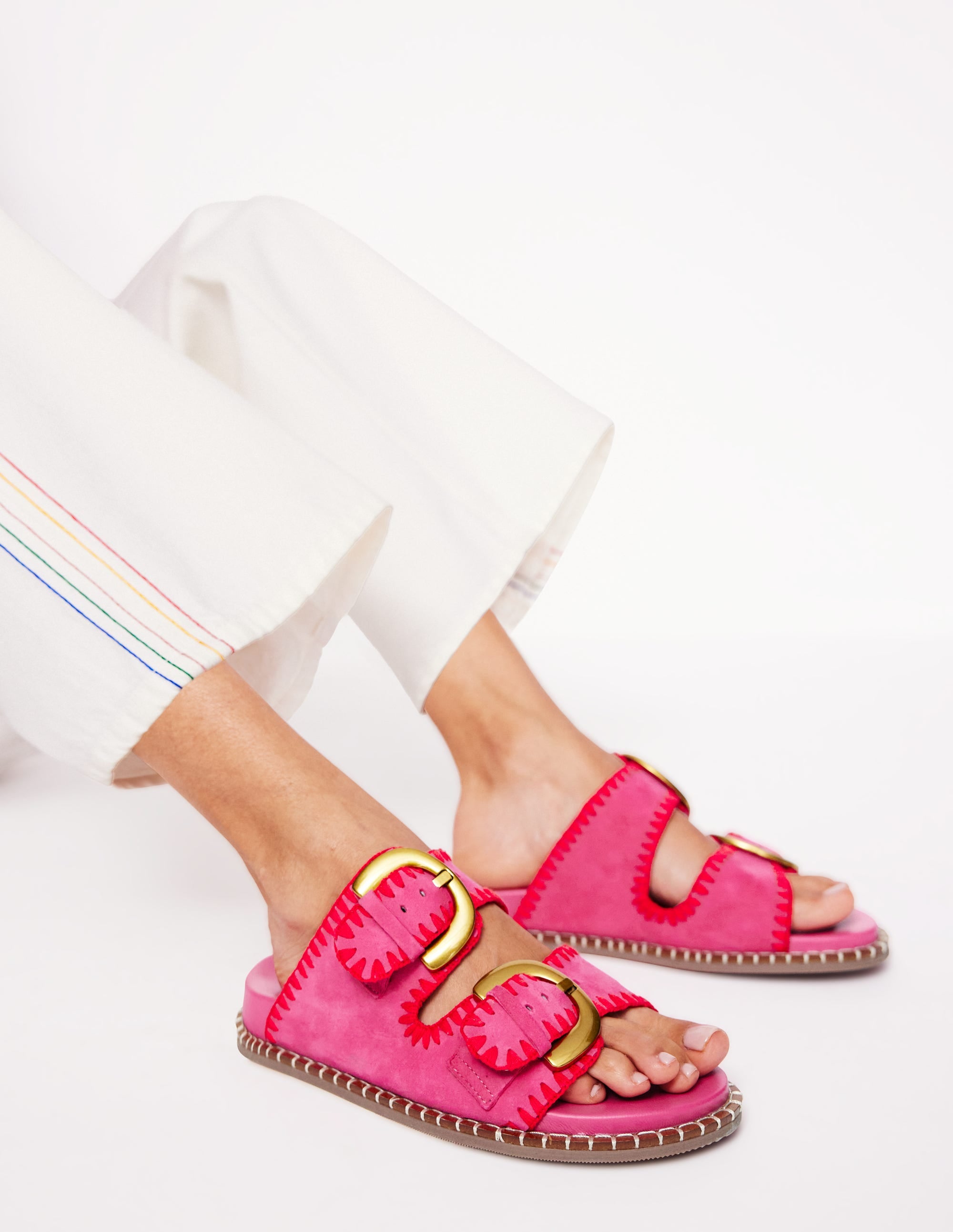 Alberta Footbed Sandals-Festival Pink/Post Box Red - Image 2