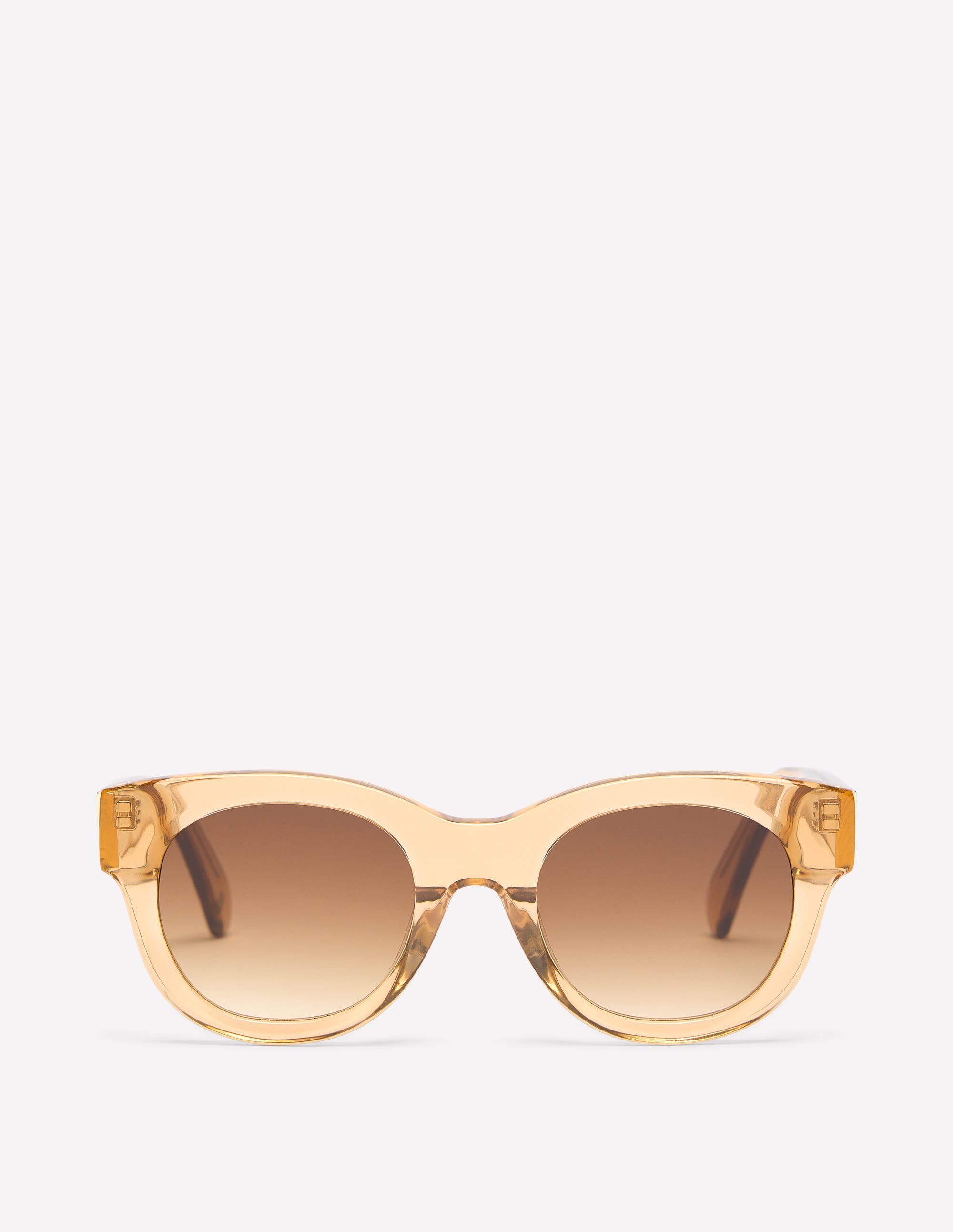 Round Acetate Sunglasses-Crystal Taupe - Image 1