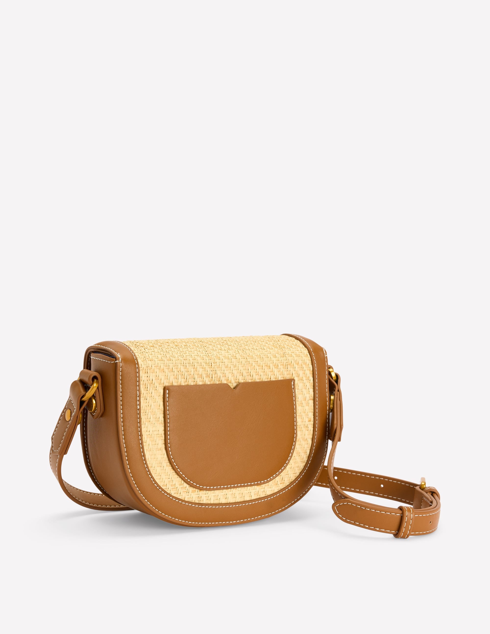Raffia Snaffle Mini Satchel-Natural/tan - Image 3