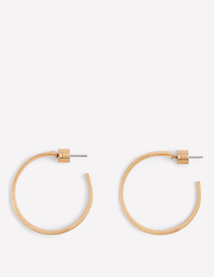 Small Hammered Hoop Earrings-Gold Colour