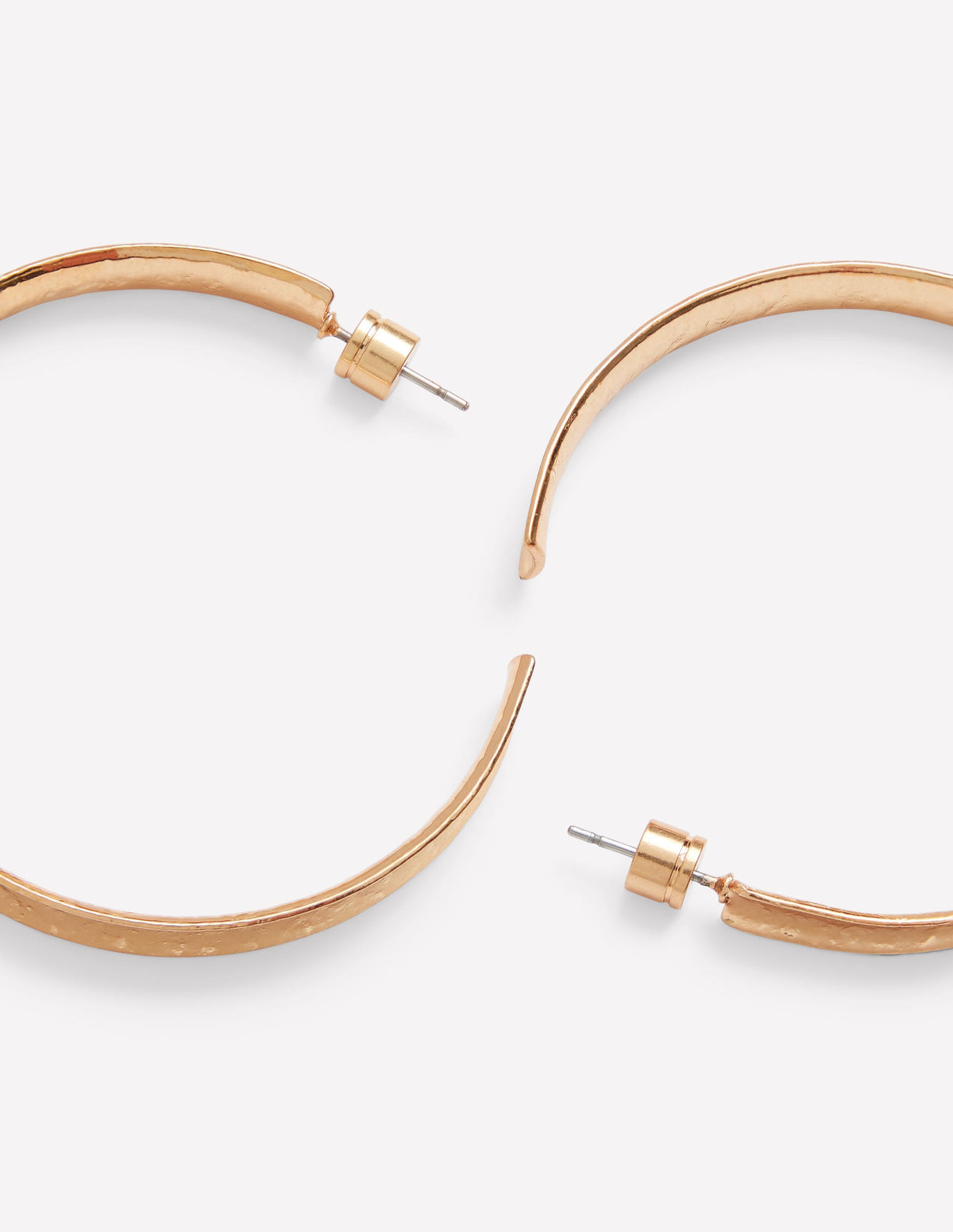 Large Hammered Hoop Earrings-Gold Colour - Image 3