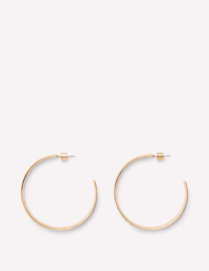 Large Hammered Hoop Earrings-Gold Colour