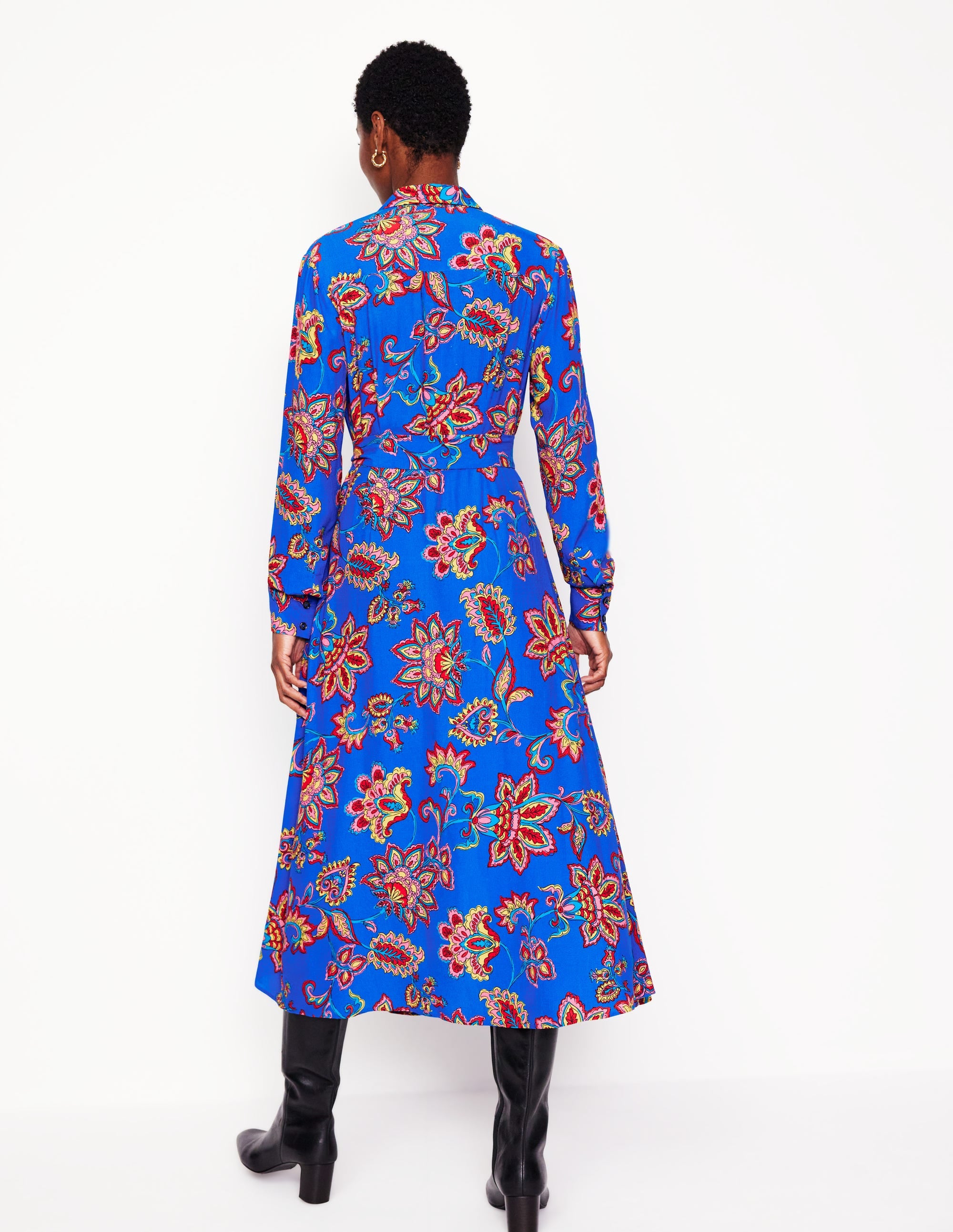 Kate Midi Shirt Dress-Gallery Blue, Whimsical Vine - Image 3