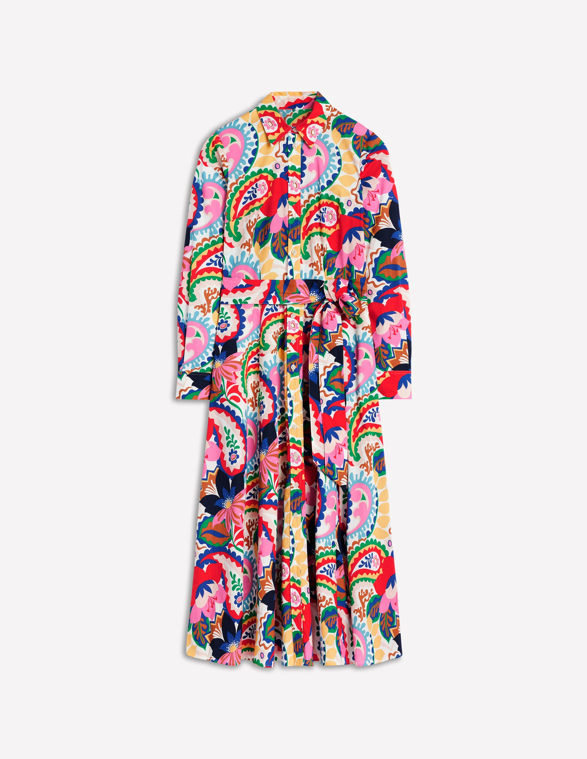 Amy Cotton Midi Shirt Dress-Ivory, Botanical Paisley - Image 6