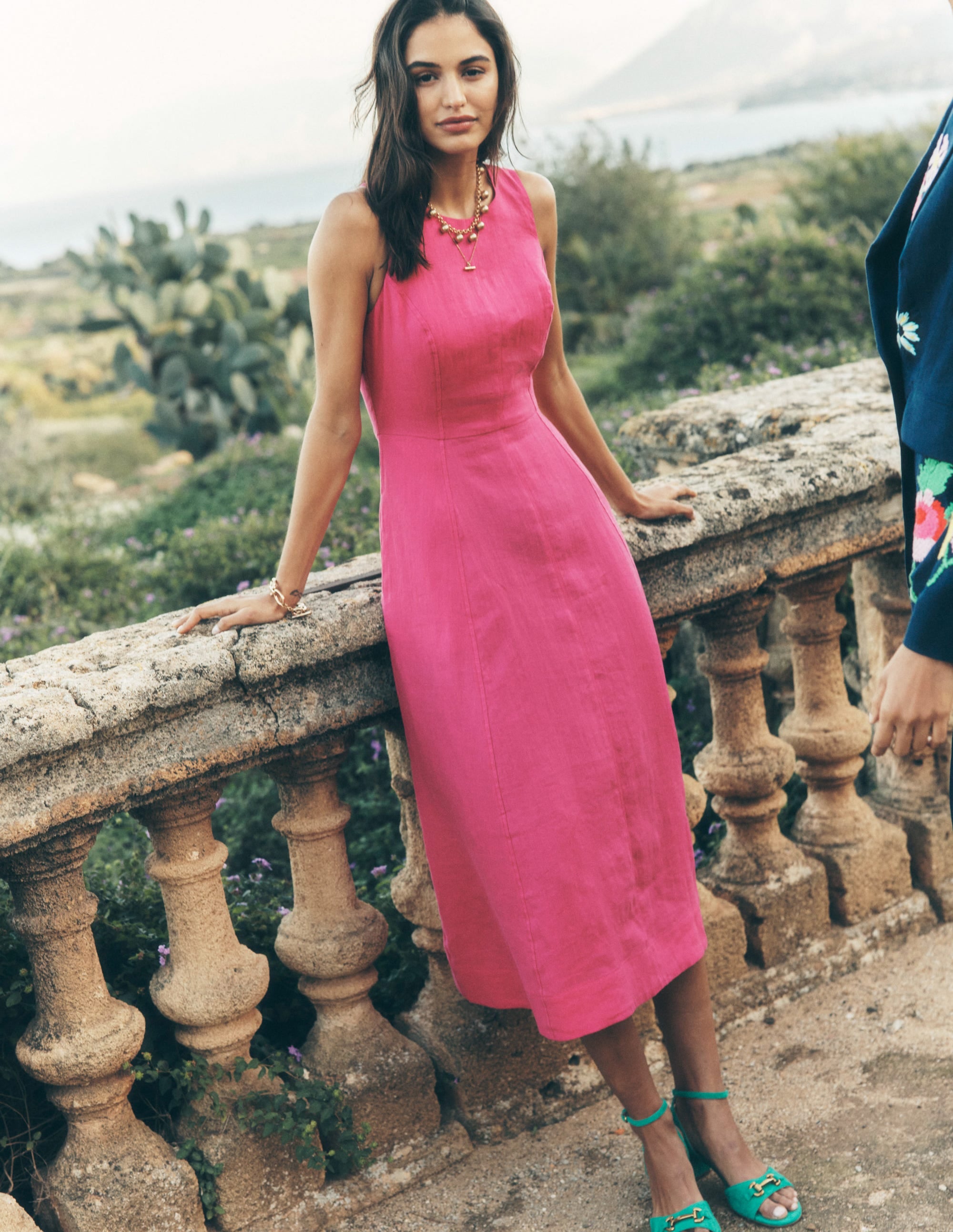 Carla Linen Midi Dress-Pink Peony - Image 2