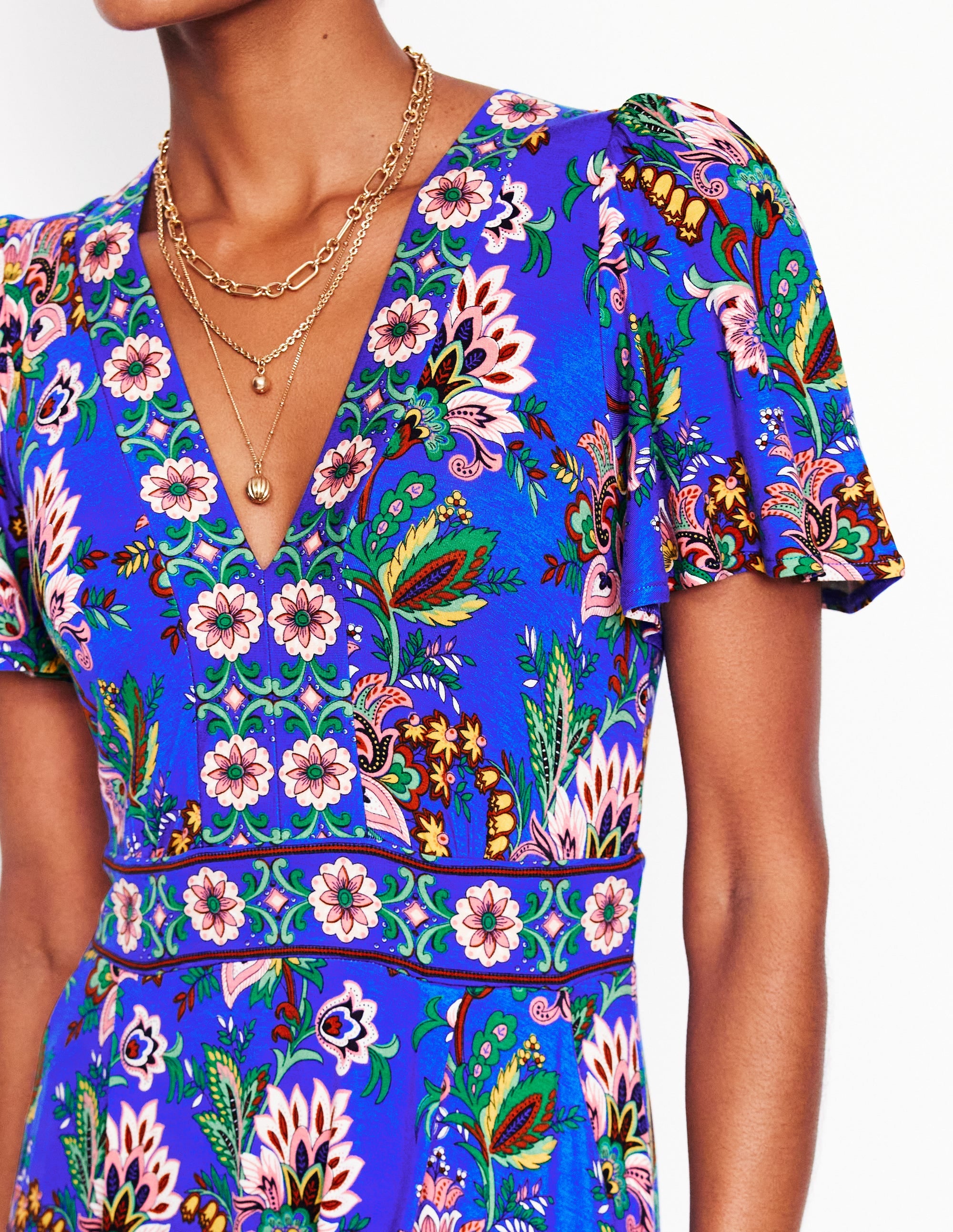 Ellie Flutter Maxi Tea Dress-Gallery Blue, Botanica Terrace - Image 2