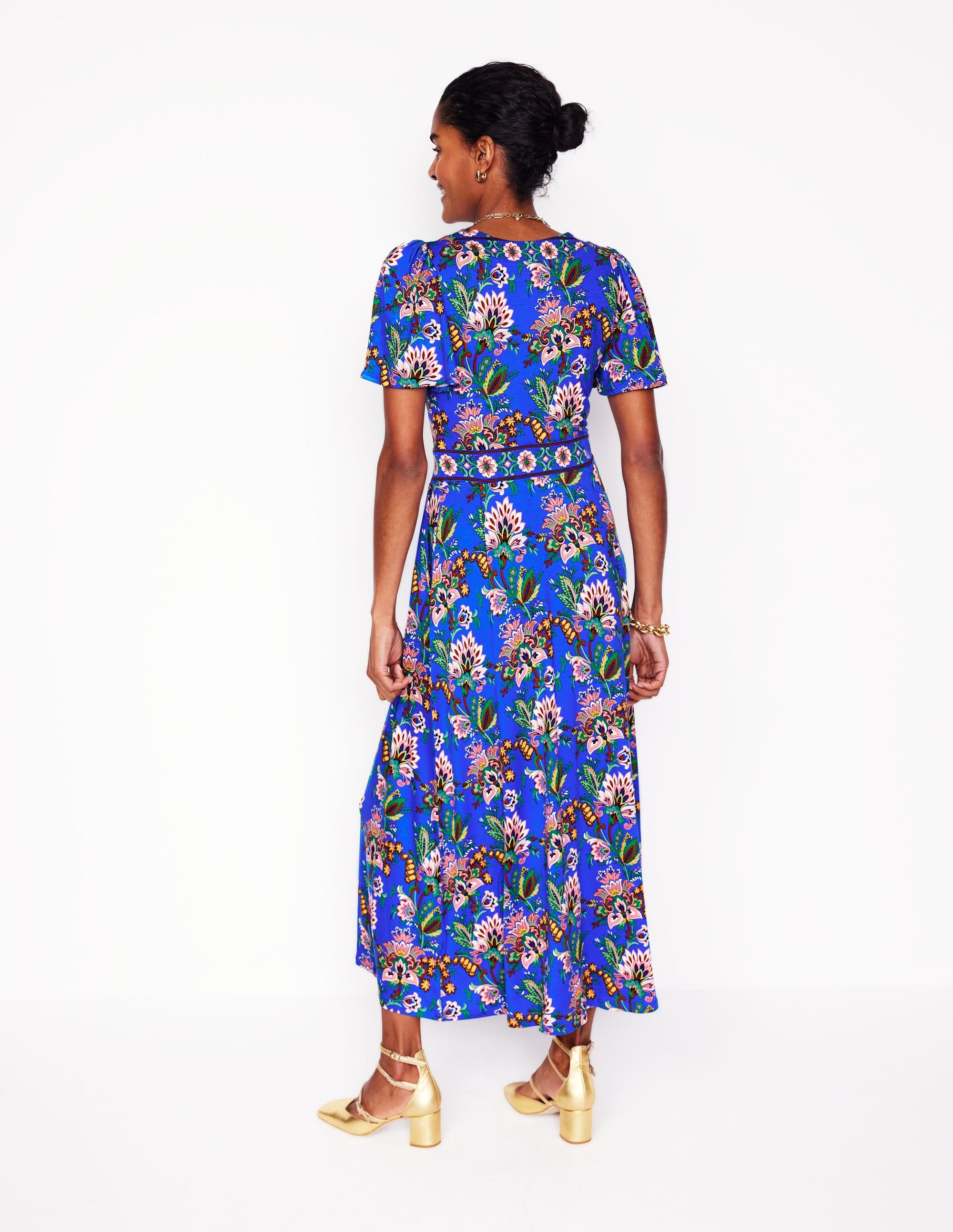 Ellie Flutter Maxi Tea Dress-Gallery Blue, Botanica Terrace - Image 3