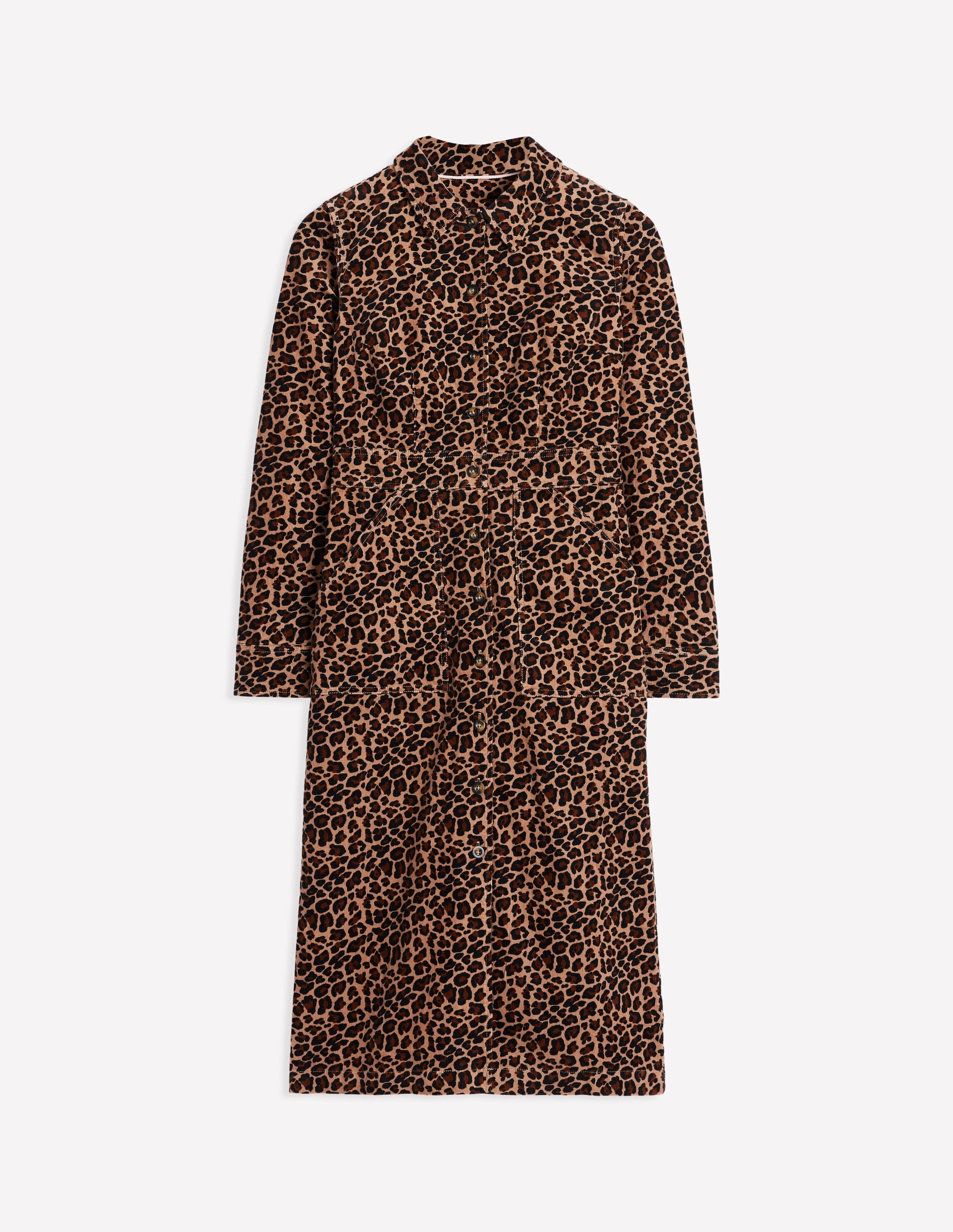 Flora Cord Midi Shirt Dress-Camel, Cheetah Pop - Image 5