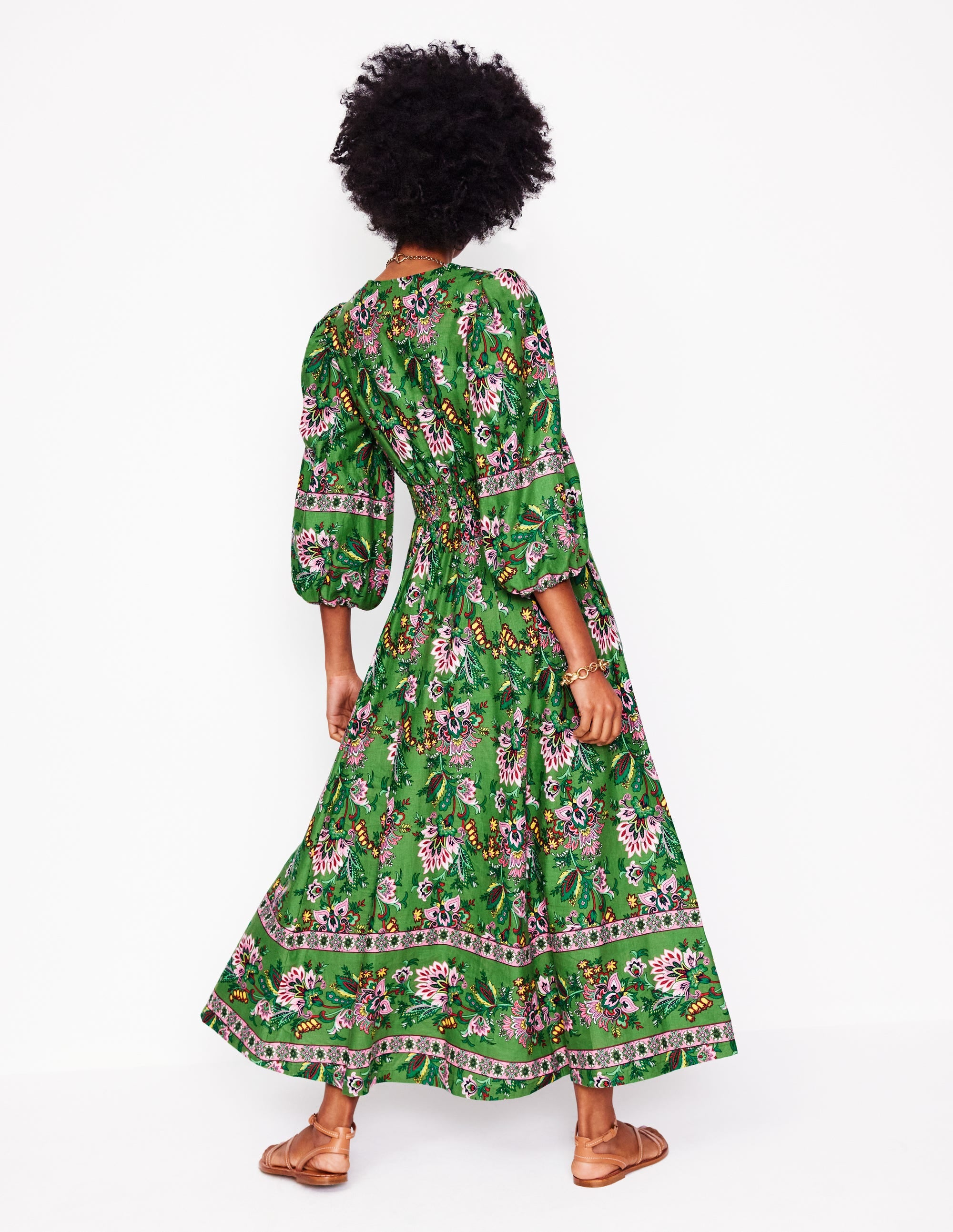 Lola Blouson Maxi Dress-Green, Botanica Terrace - Image 4