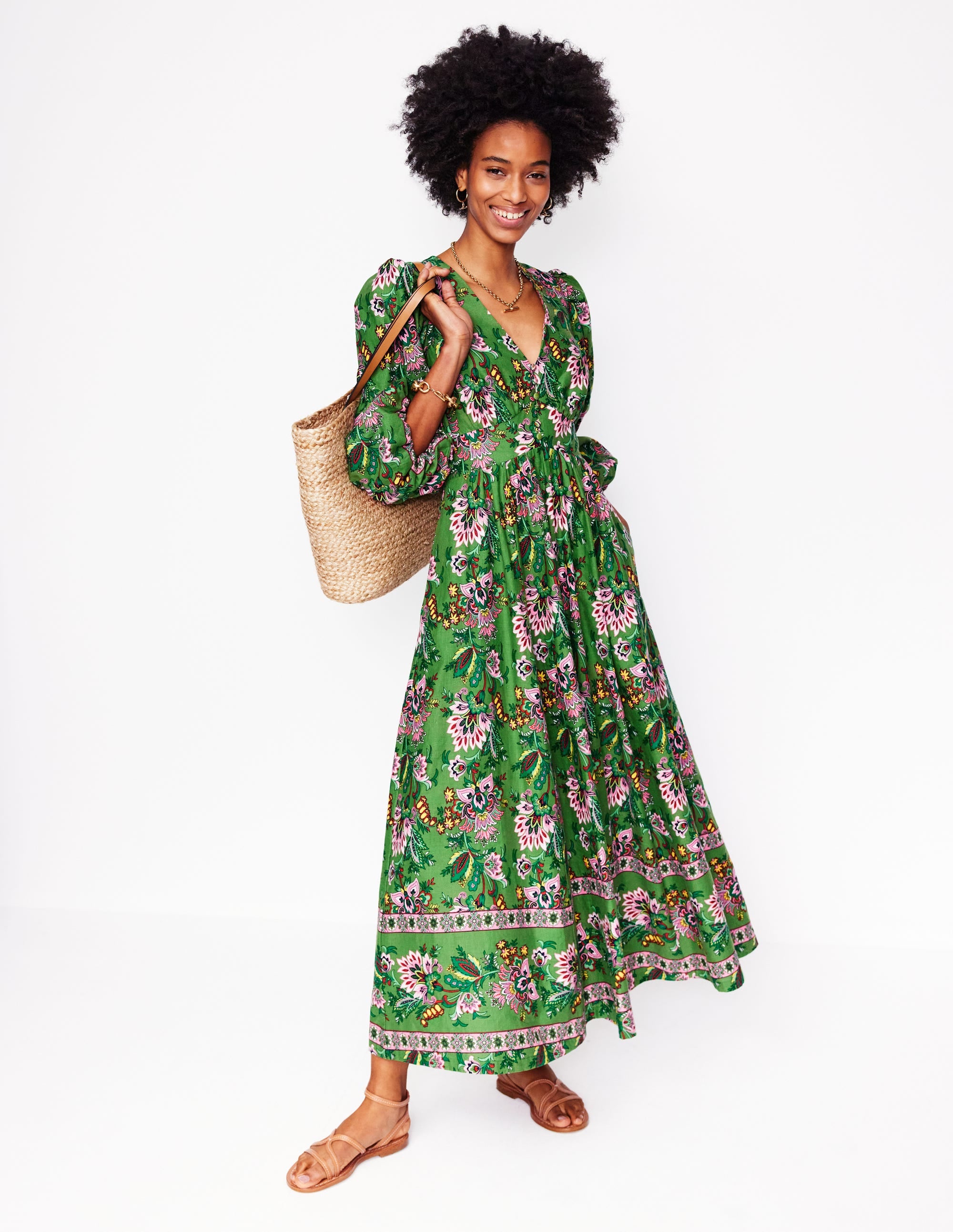 Lola Blouson Maxi Dress-Green, Botanica Terrace - Image 5