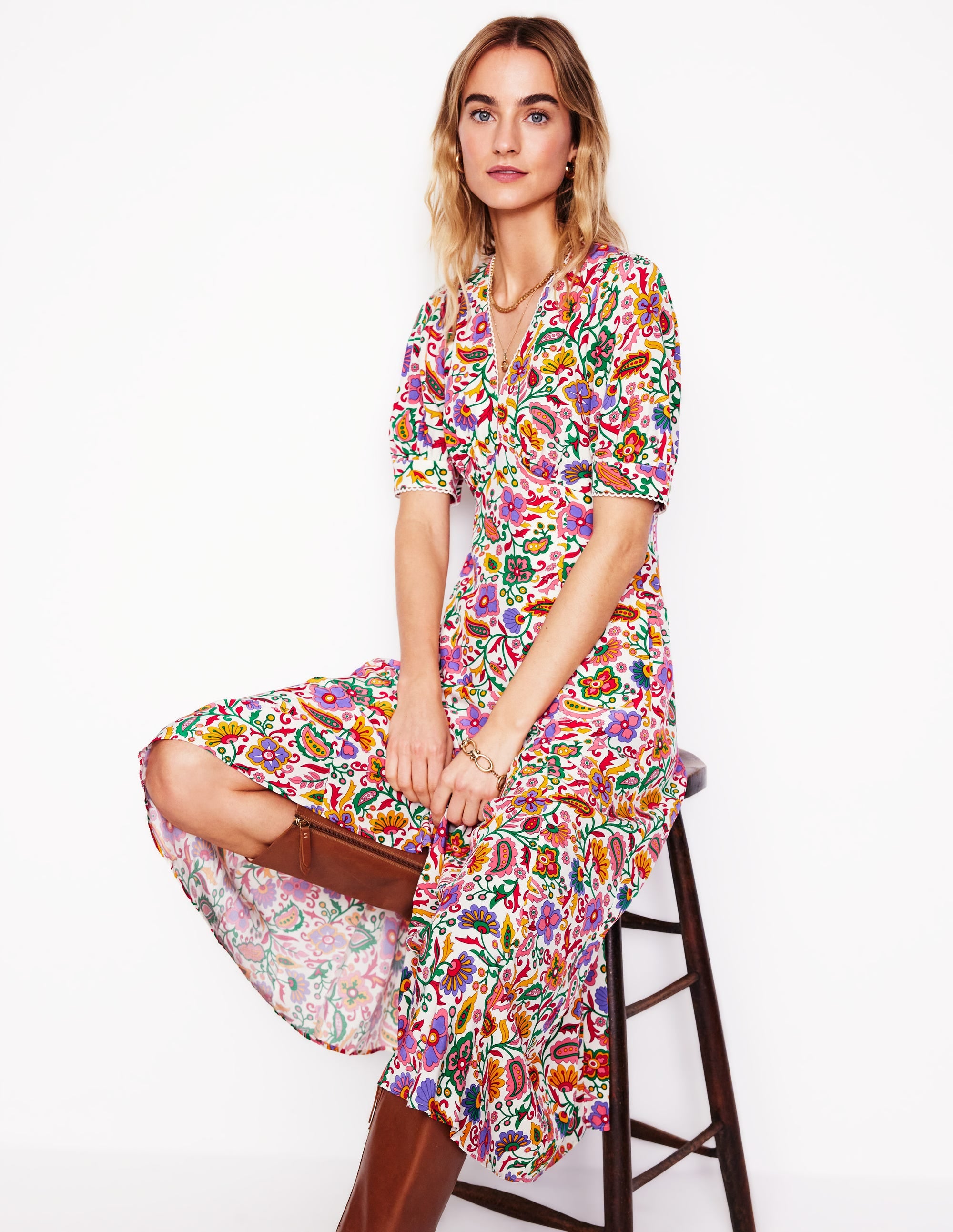 Rosie Godet Tea Dress-Multi, Oriental Paradise - Image 1