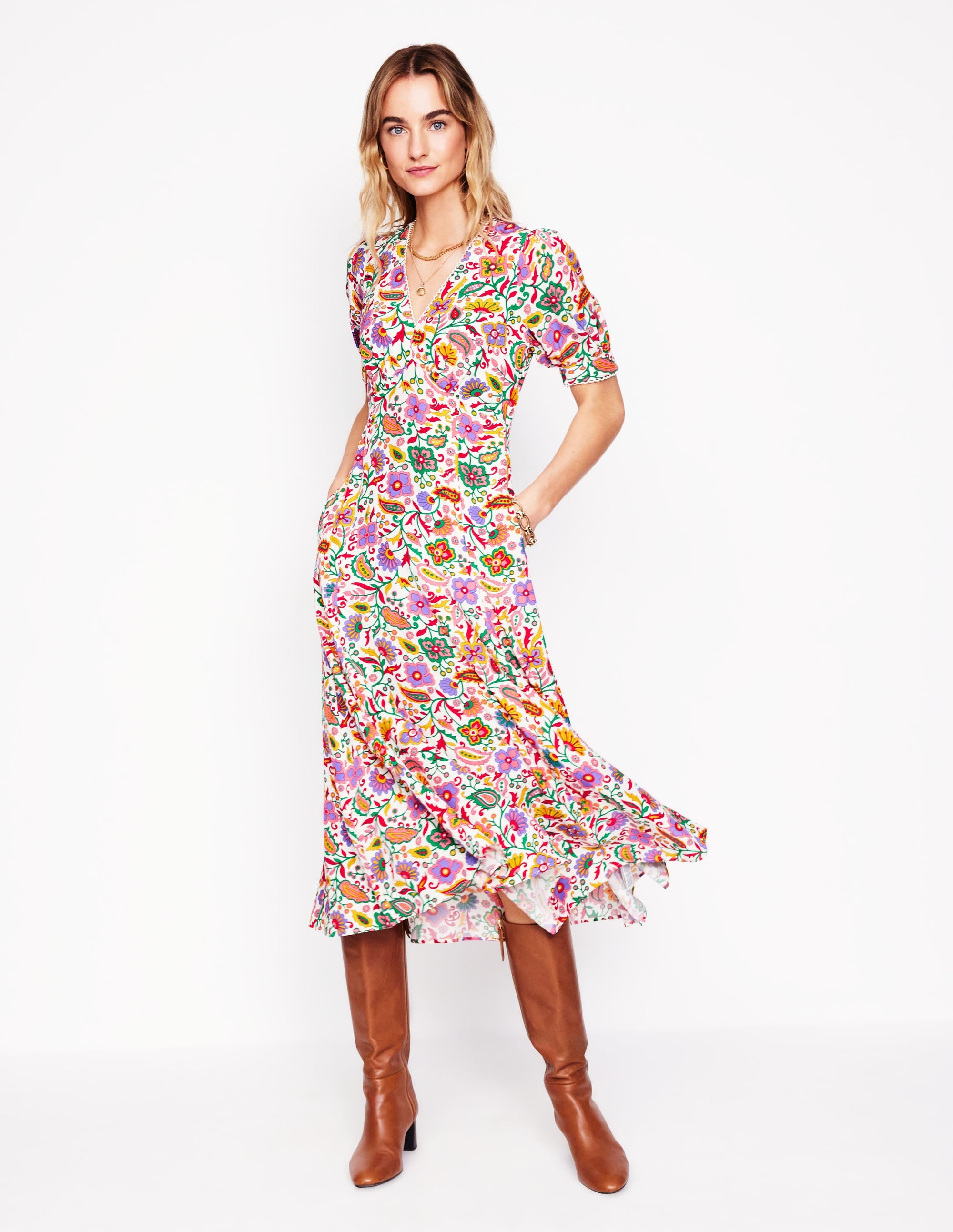 Rosie Godet Tea Dress-Multi, Oriental Paradise - Image 5