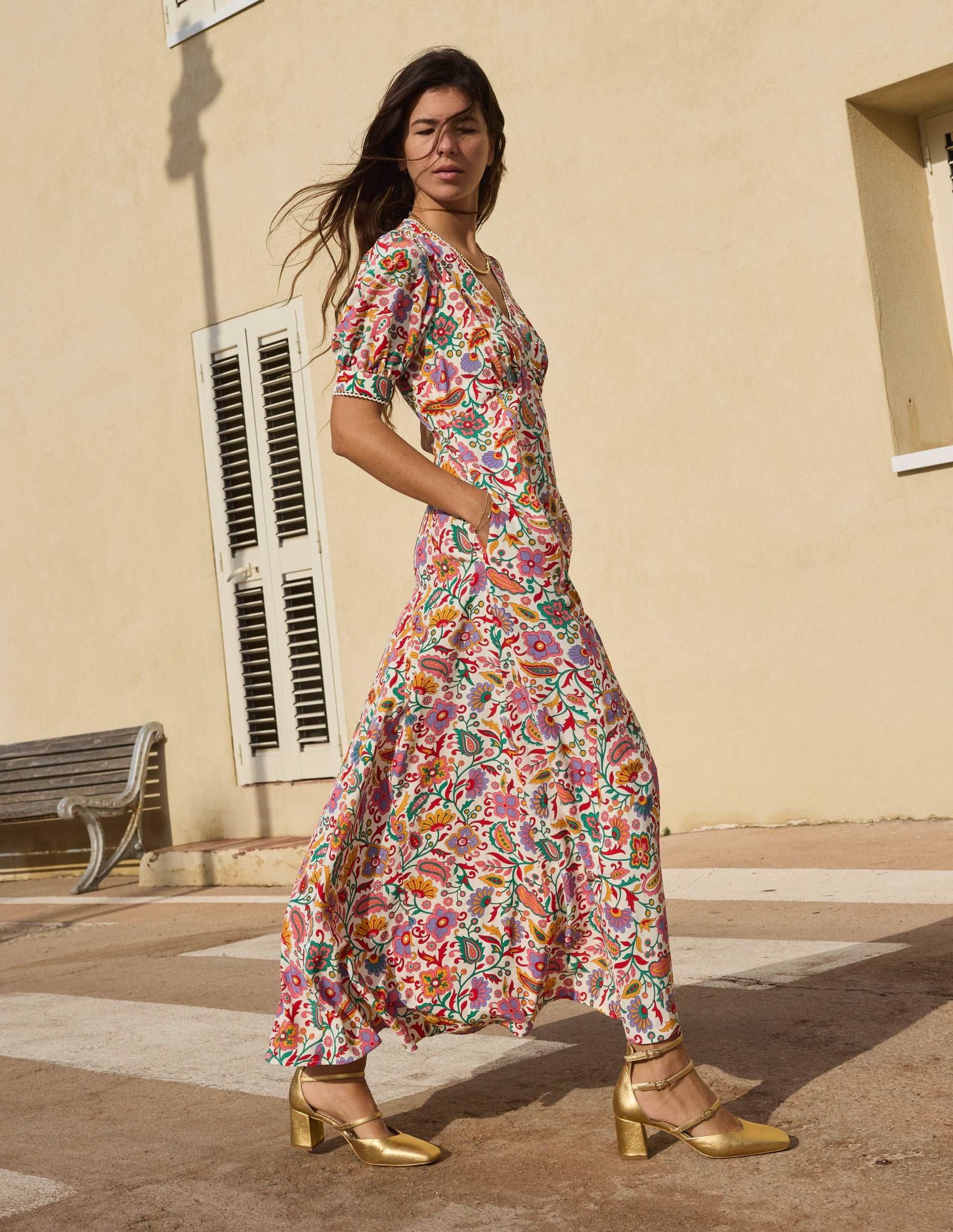 Rosie Godet Tea Dress-Multi, Oriental Paradise - Image 2