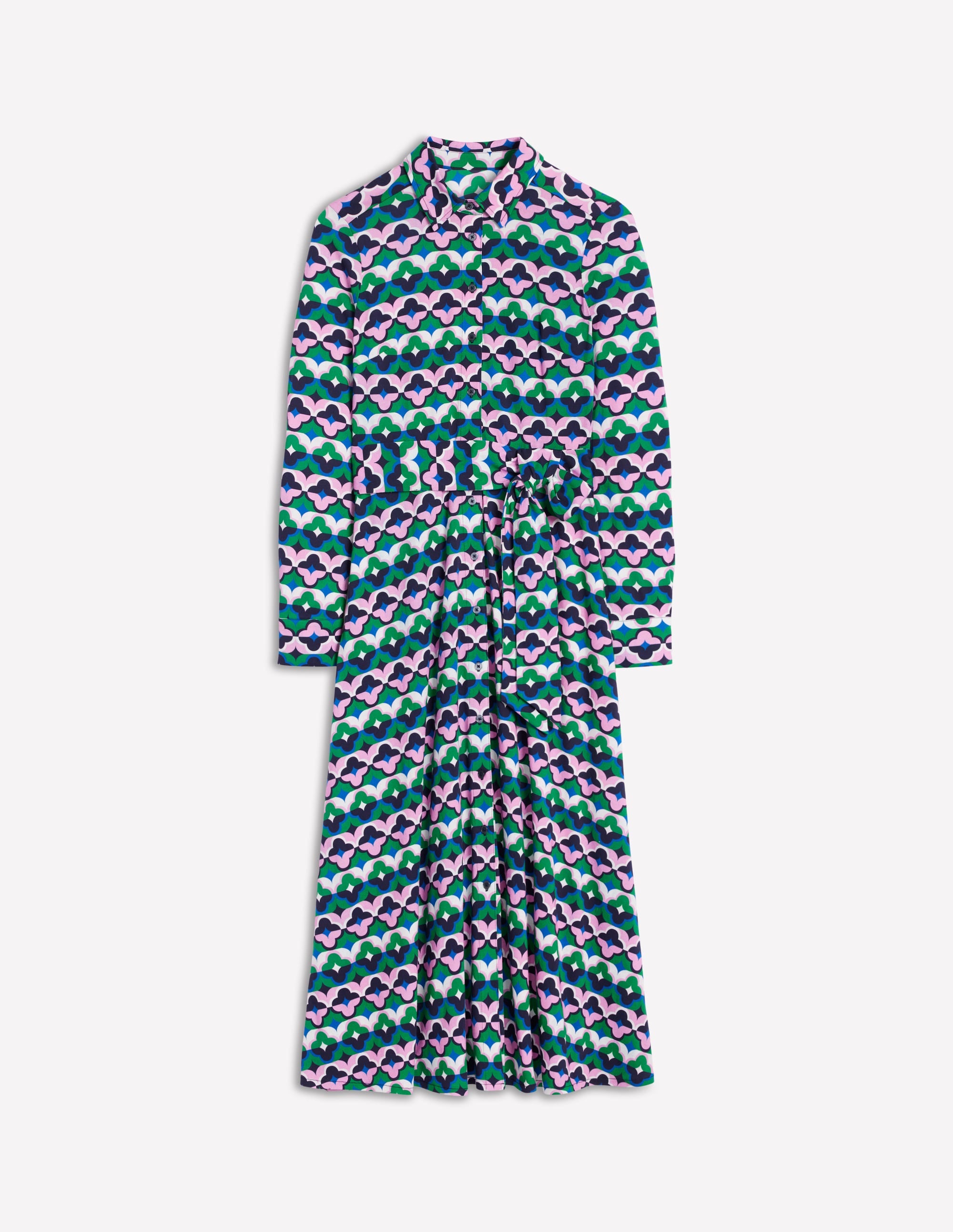 Marcia Jersey Shirt Dress-Rich Emerald, Lucky Clover - Image 6
