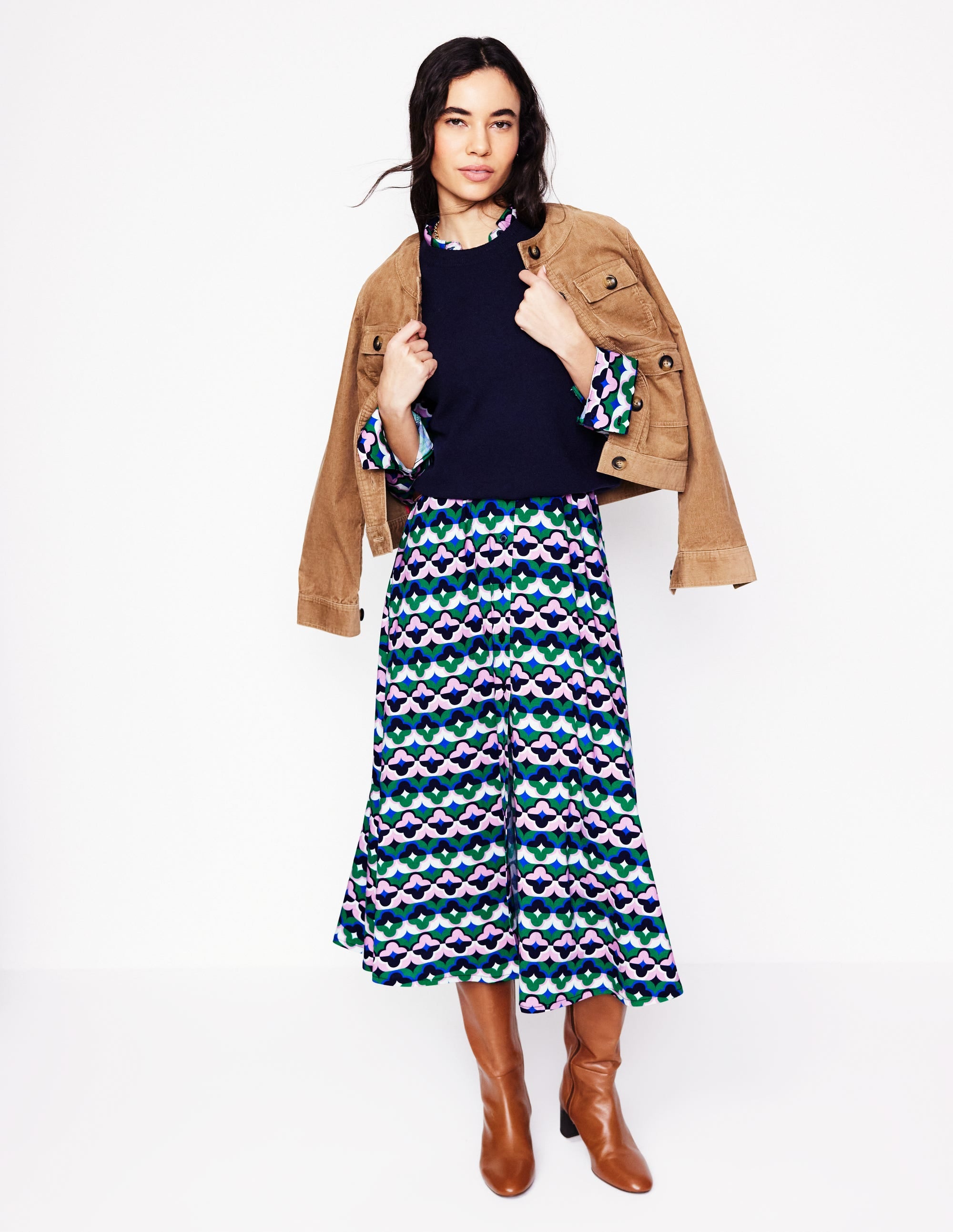 Marcia Jersey Shirt Dress-Rich Emerald, Lucky Clover - Image 5