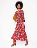 Georgia Jersey Midi Dress-Poppy Red, Oriental Paradise