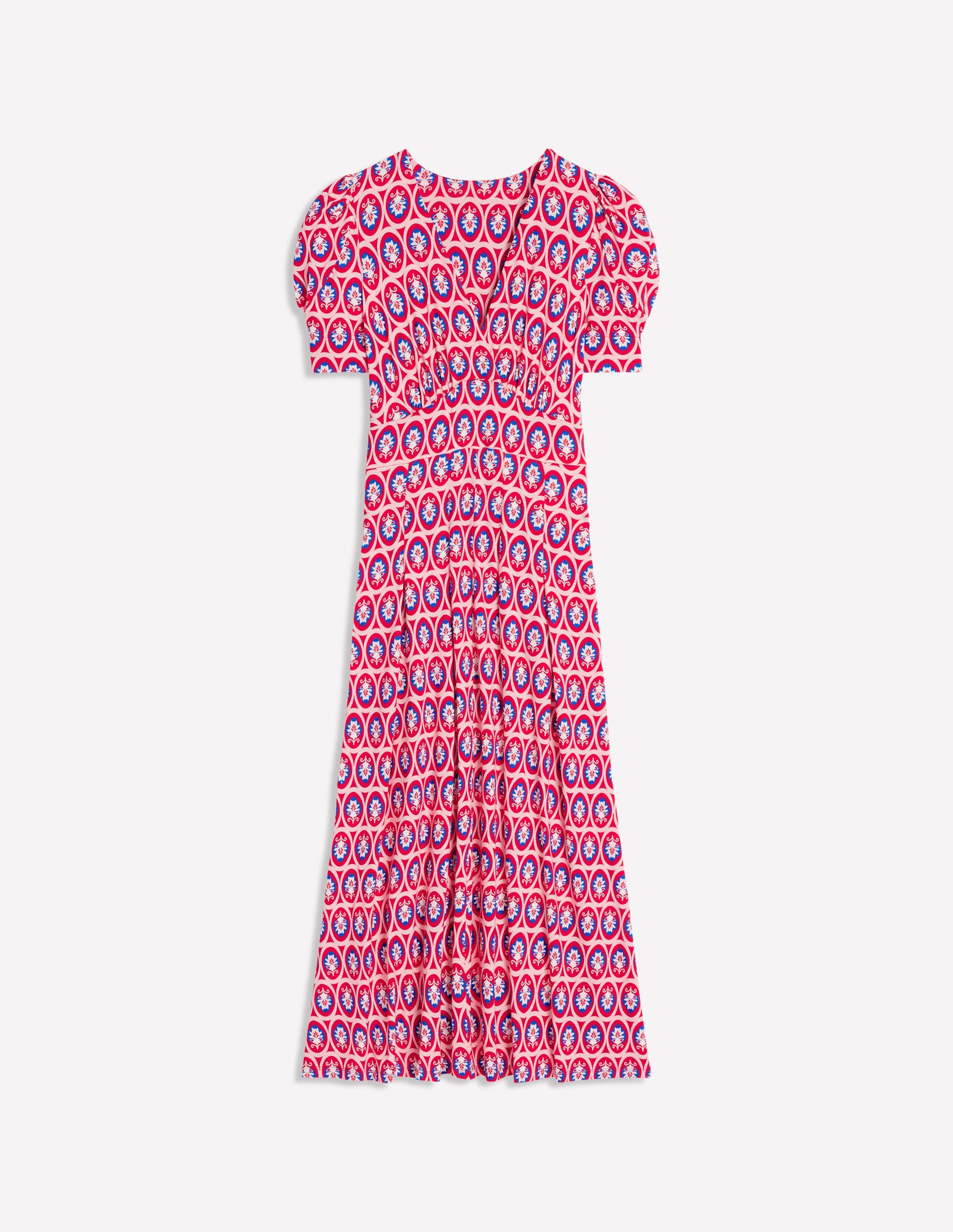 Kristen Pleated Jersey Dress-High Risk Red, Ornate Blossom - Image 6