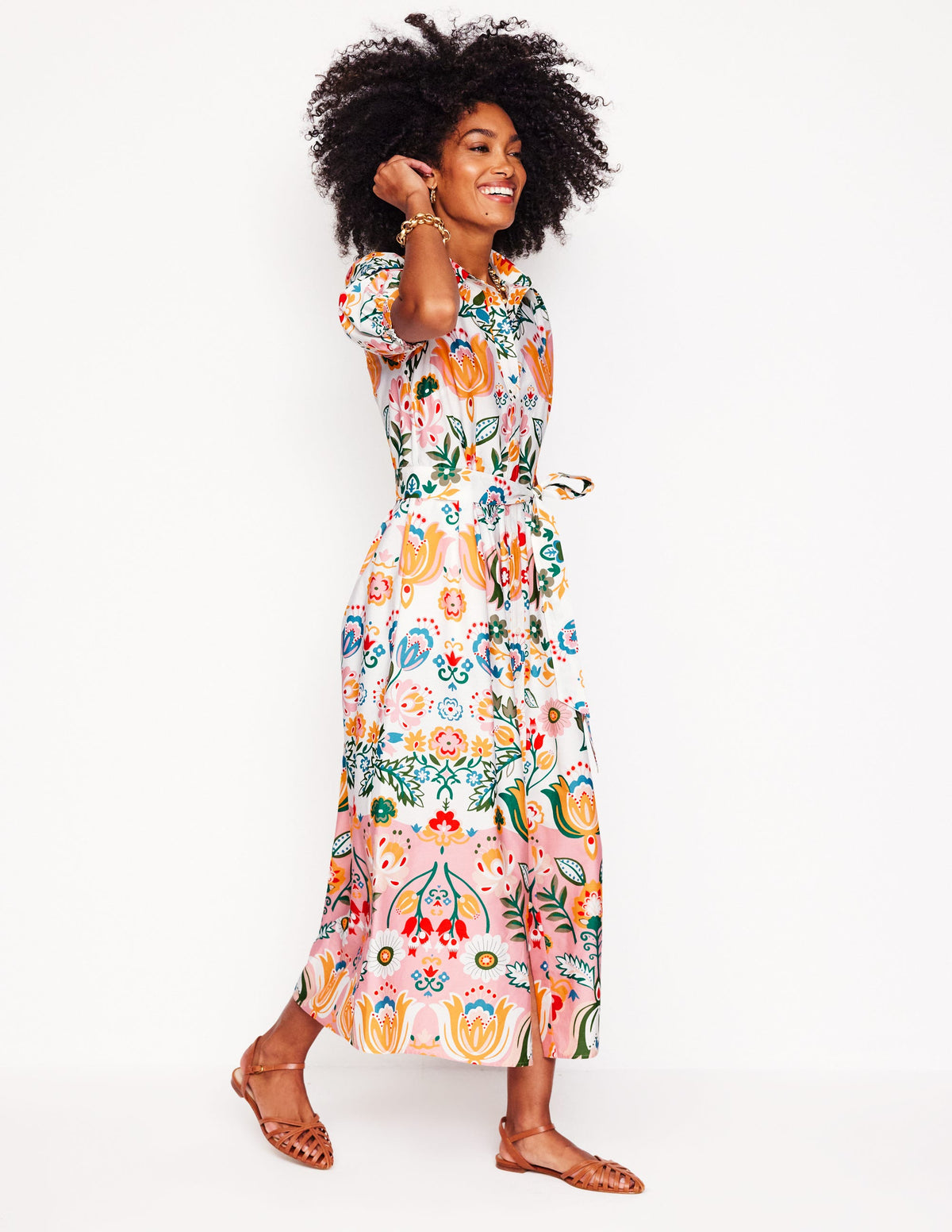 Alexa Maxi Shirt Dress-Ivory, Tulip Fusion - Image 3