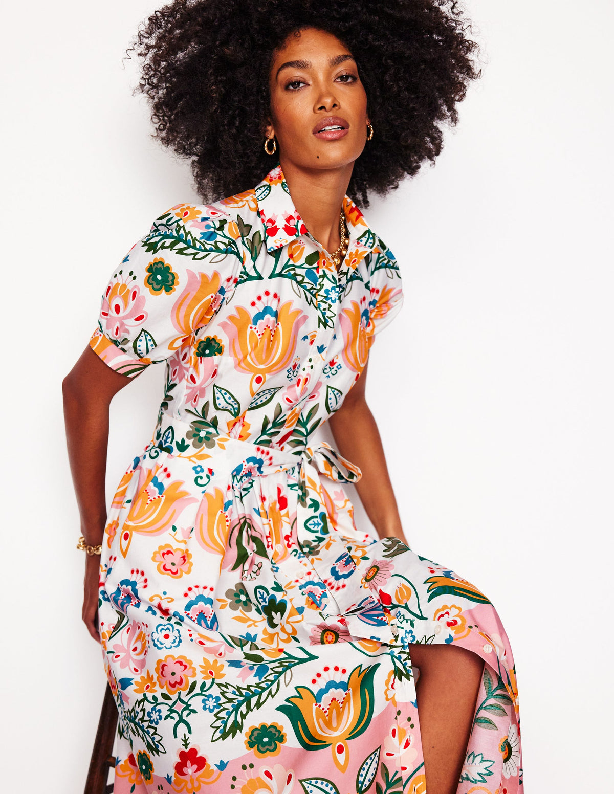 Alexa Maxi Shirt Dress-Ivory, Tulip Fusion - Image 4