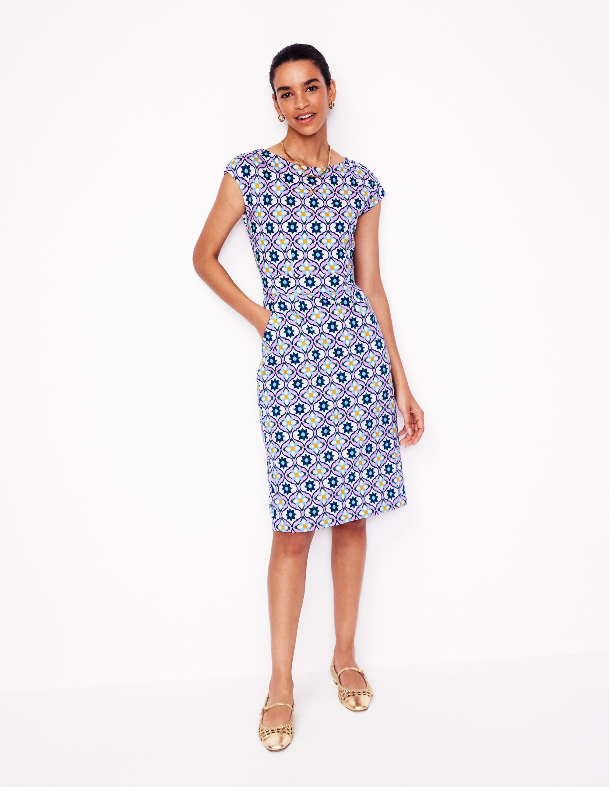 Florrie Jersey Dress-Multi, Floweret Tile - Image 4