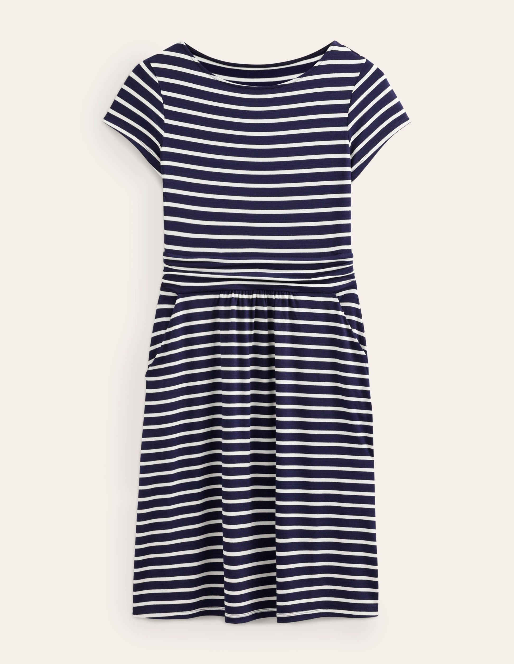 Amelie Sleeveless Jersey Dress-Navy, Ivory Stripe | Boden UK Amelie Sleeveless Jersey Dress-Navy, Ivory Stripe | Boden UK